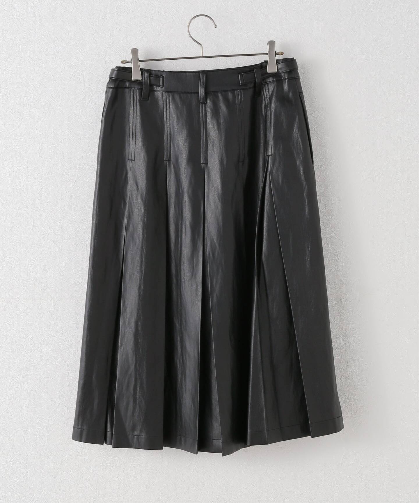 TONYWACK/トニーワック】FAUX LEATHER PLEATED MIDI SKIRT（ひざ丈