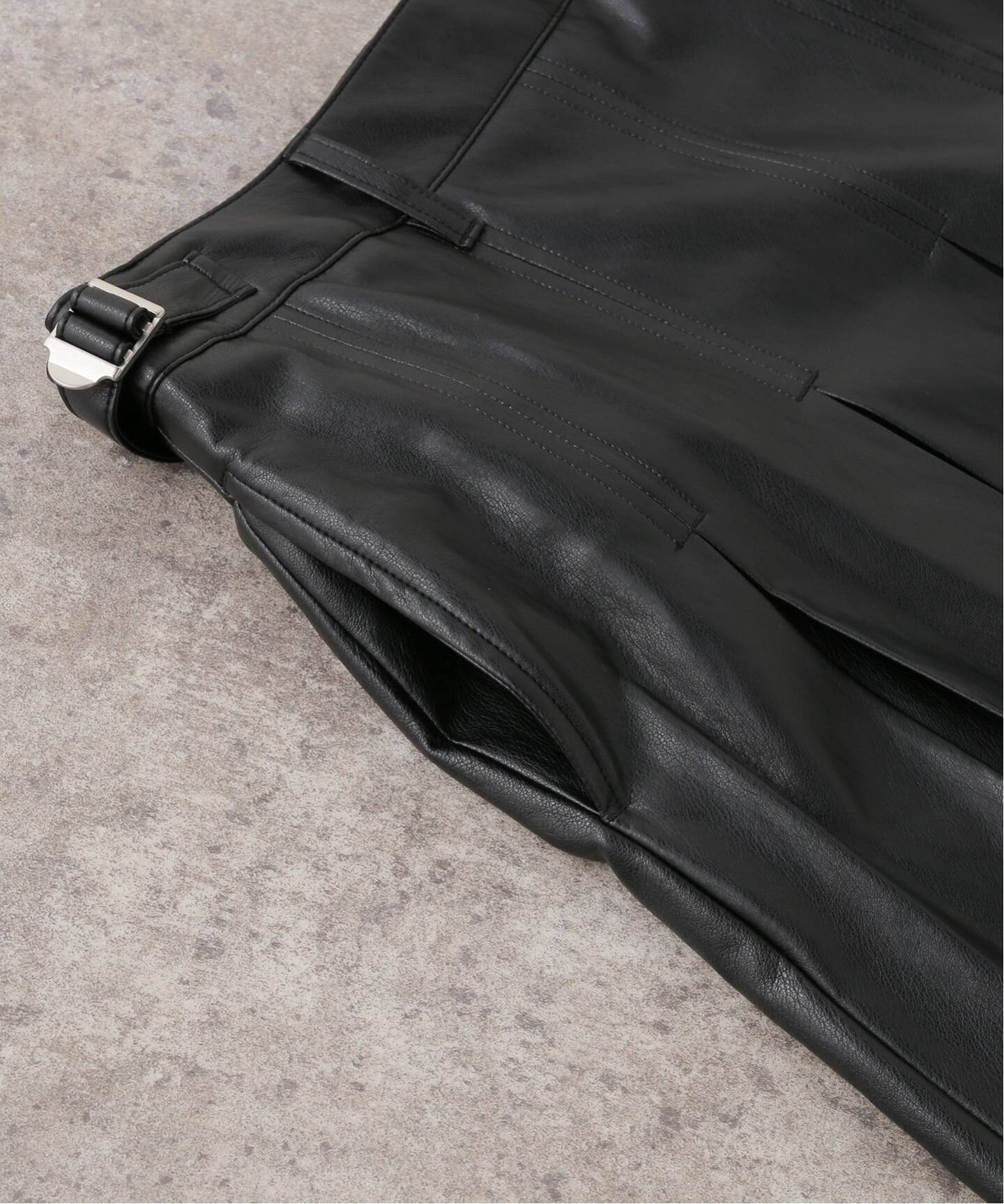 TONYWACK/トニーワック】FAUX LEATHER PLEATED MIDI SKIRT（ひざ丈