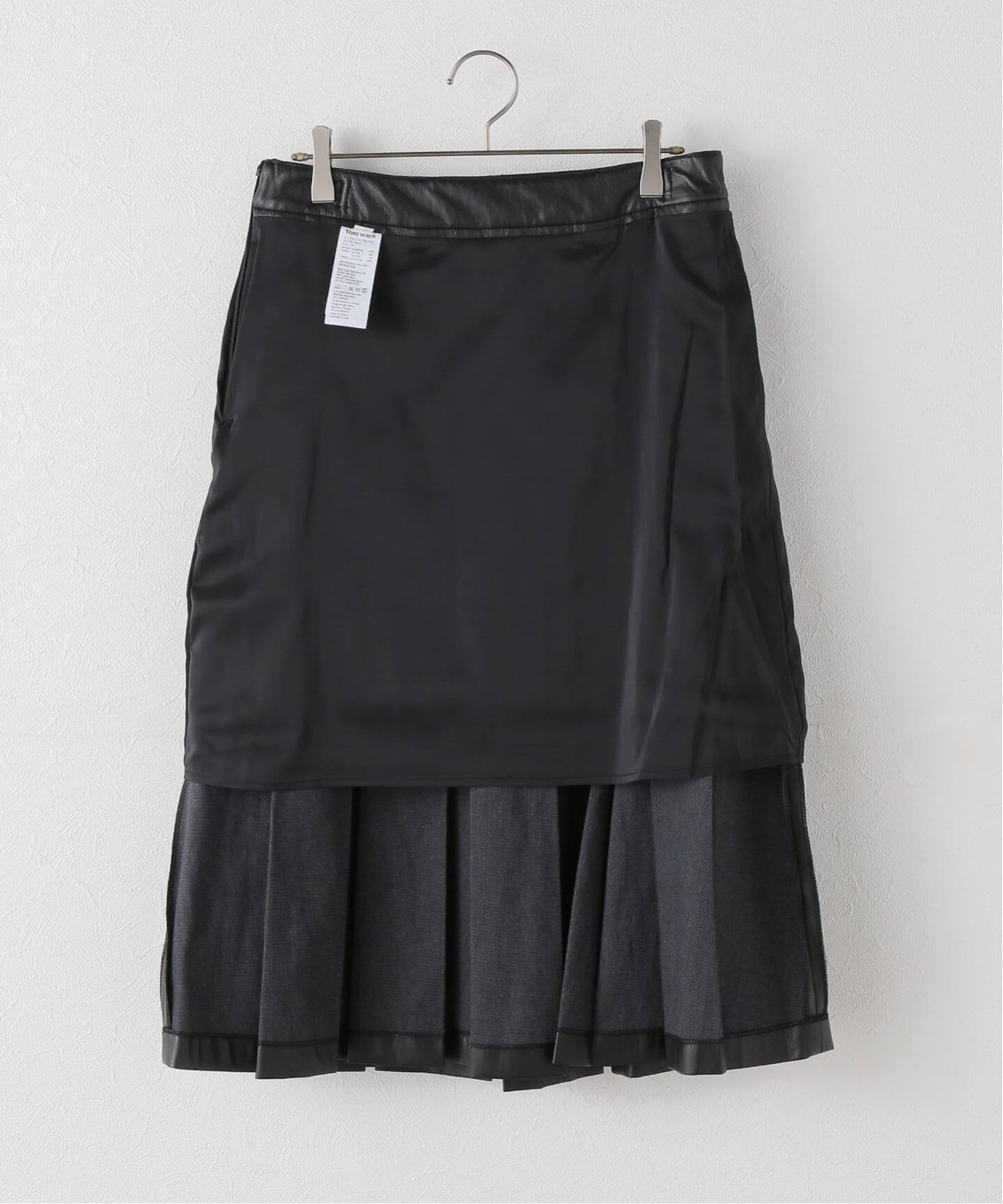 TONYWACK/トニーワック】FAUX LEATHER PLEATED MIDI SKIRT（ひざ丈