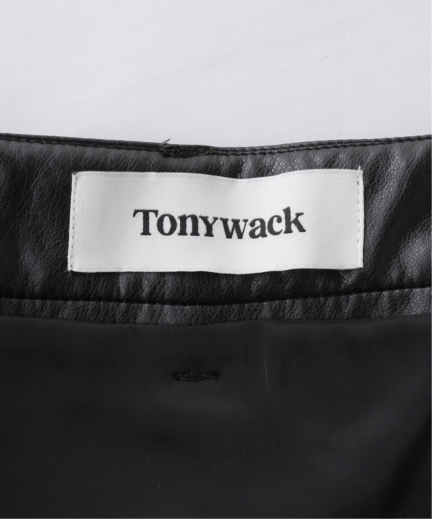 TONYWACK/トニーワック】FAUX LEATHER PLEATED MIDI SKIRT（ひざ丈