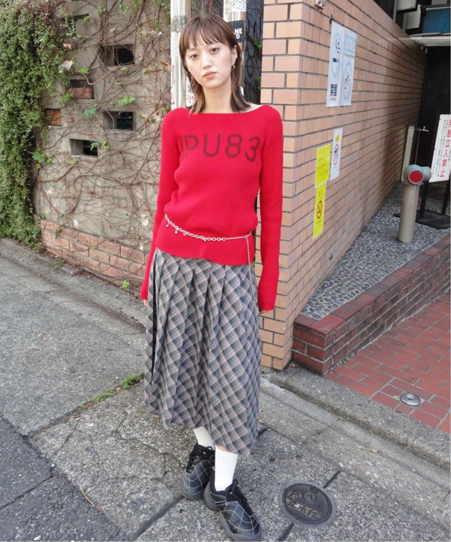 oriens チェック柄ひざ丈スカート フリーサイズ oriens チェック柄ひざ丈スカート フリーサイズ