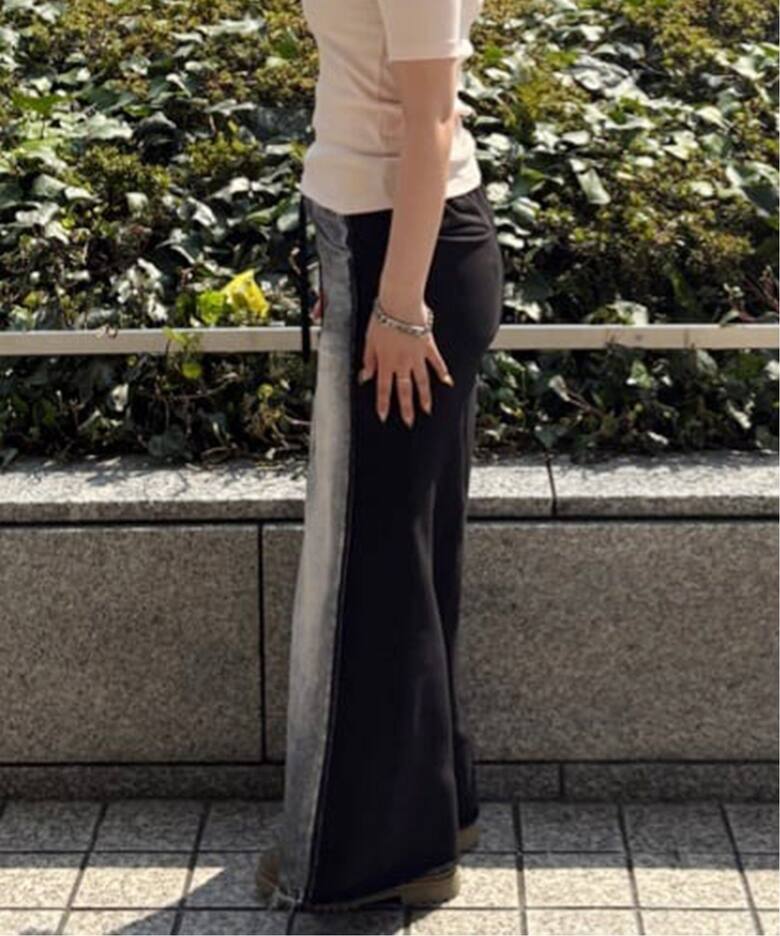 OPEN YY / オープンワイワイ】FRONT JEAN EFFECTJERSEY SKIRT 