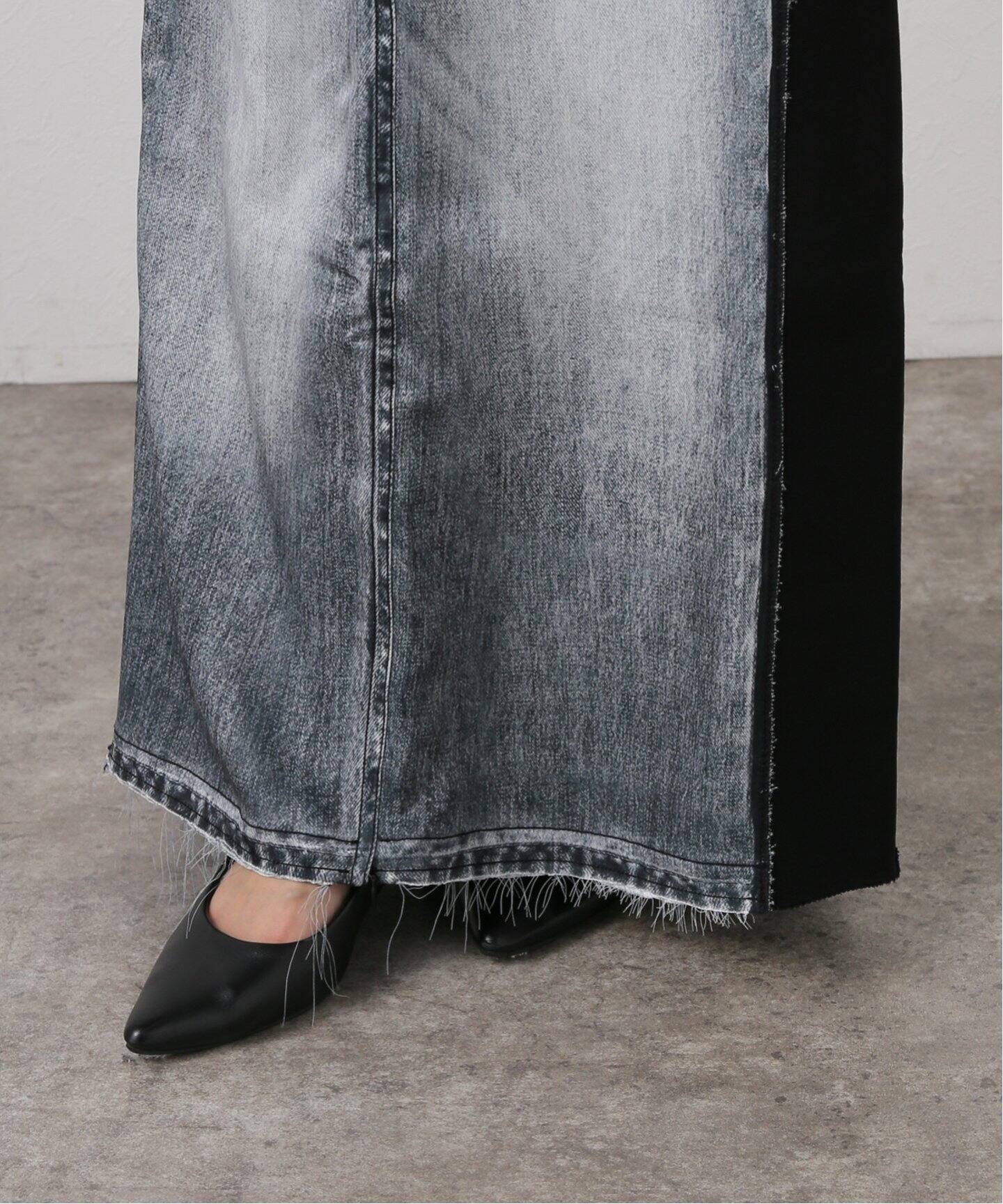 OPEN YY / オープンワイワイ】FRONT JEAN EFFECTJERSEY SKIRT