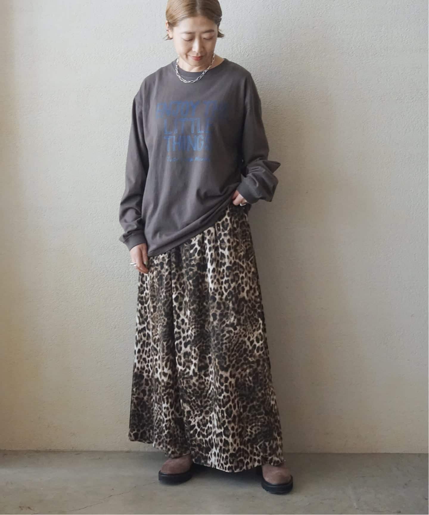 予約》マットサテンレオパ マキシスカート（ロング・マキシ丈