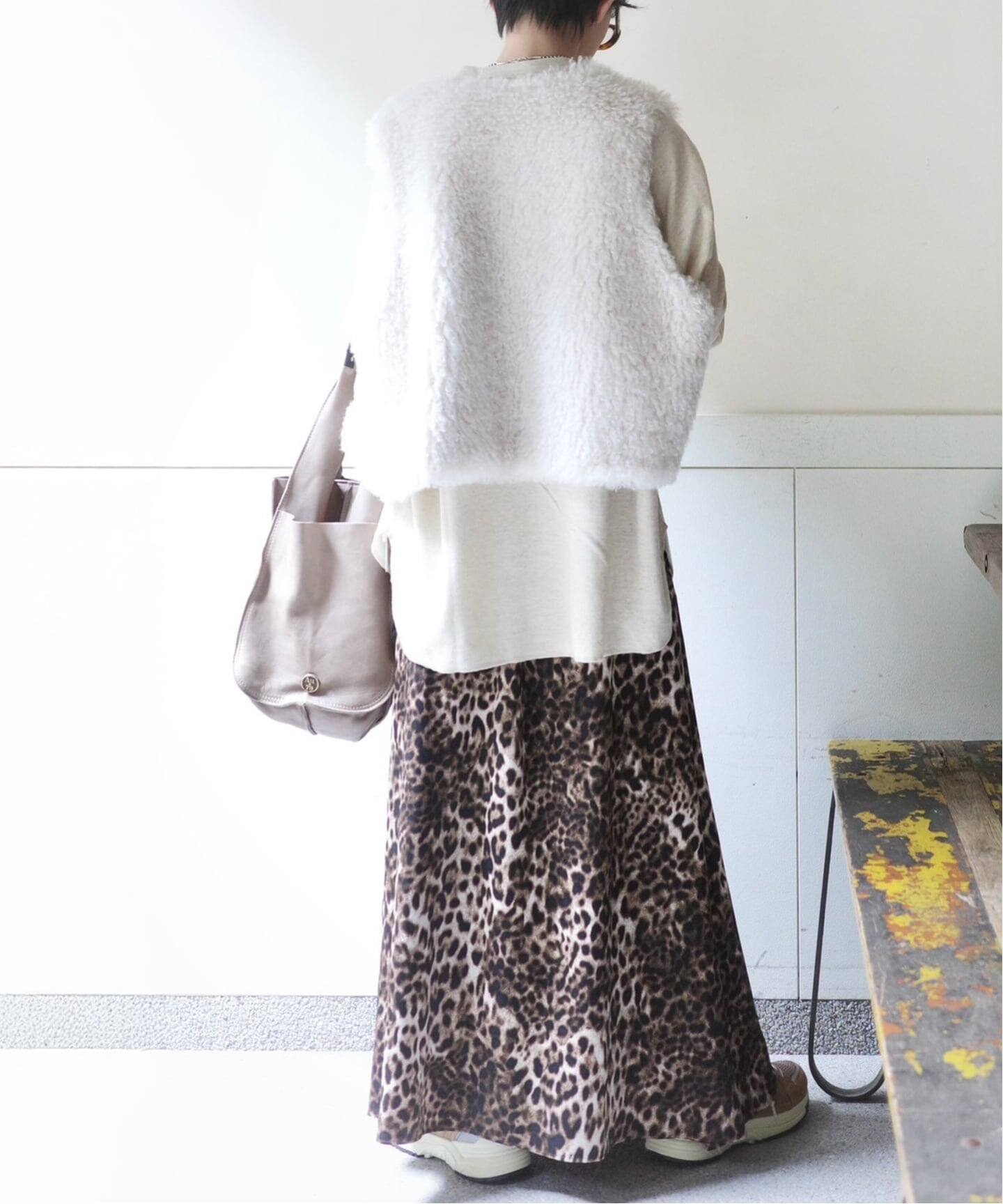 journal standard luxe マットサテンレオパ マキシスカート マットサテンレオパ マキシスカート（ロング・マキシ丈スカート