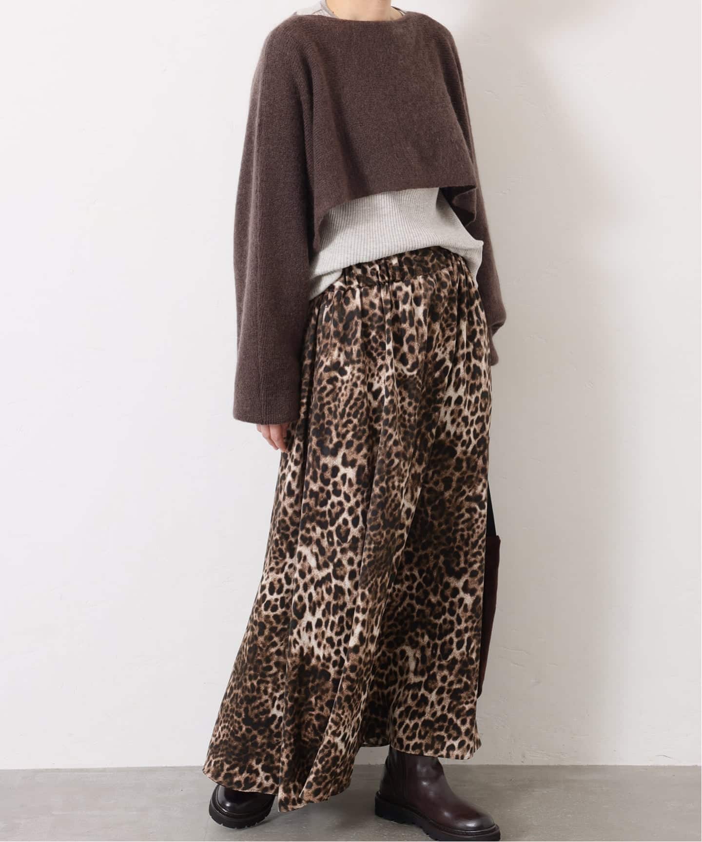 追加予約》マットサテンレオパ マキシスカート（ロング・マキシ丈
