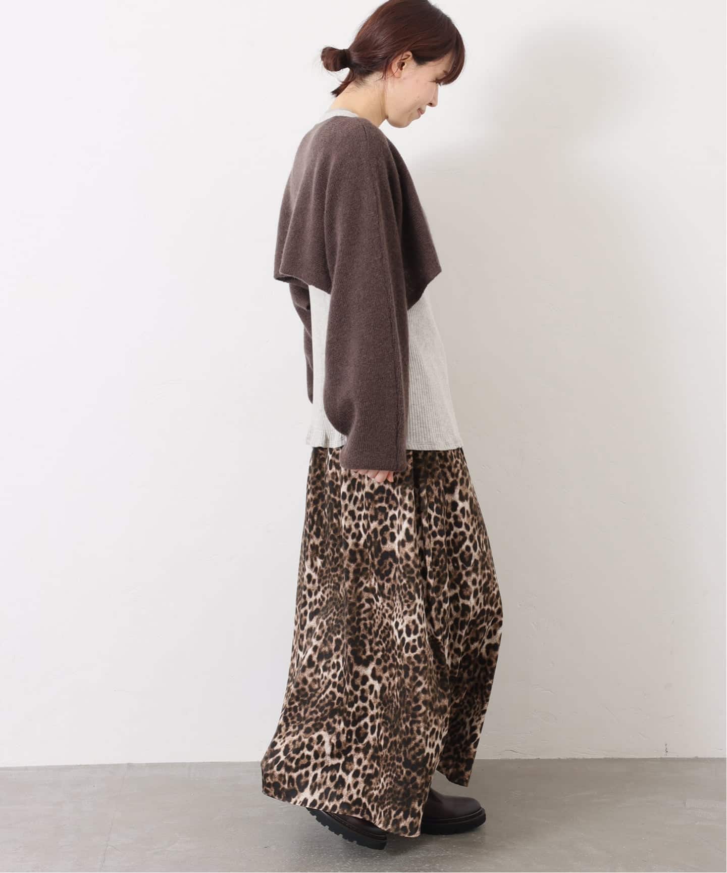 追加予約》マットサテンレオパ マキシスカート（ロング・マキシ