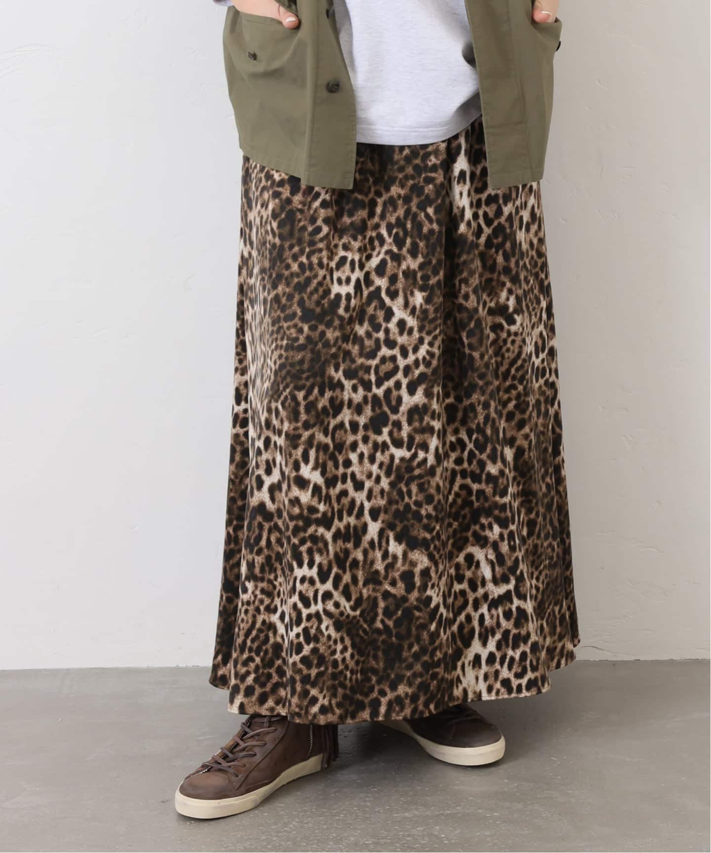 追加》マットサテンレオパ マキシスカート（ロング・マキシ丈スカート