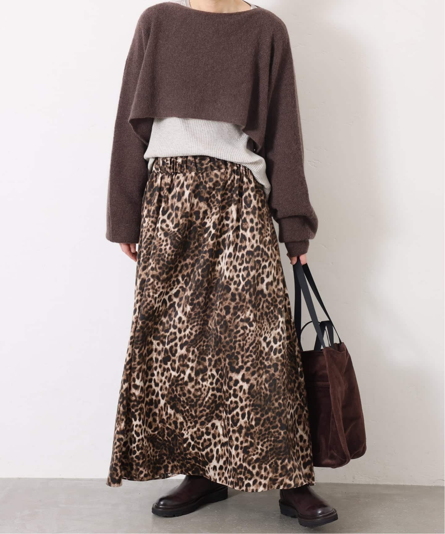 追加予約》マットサテンレオパ マキシスカート（ロング・マキシ