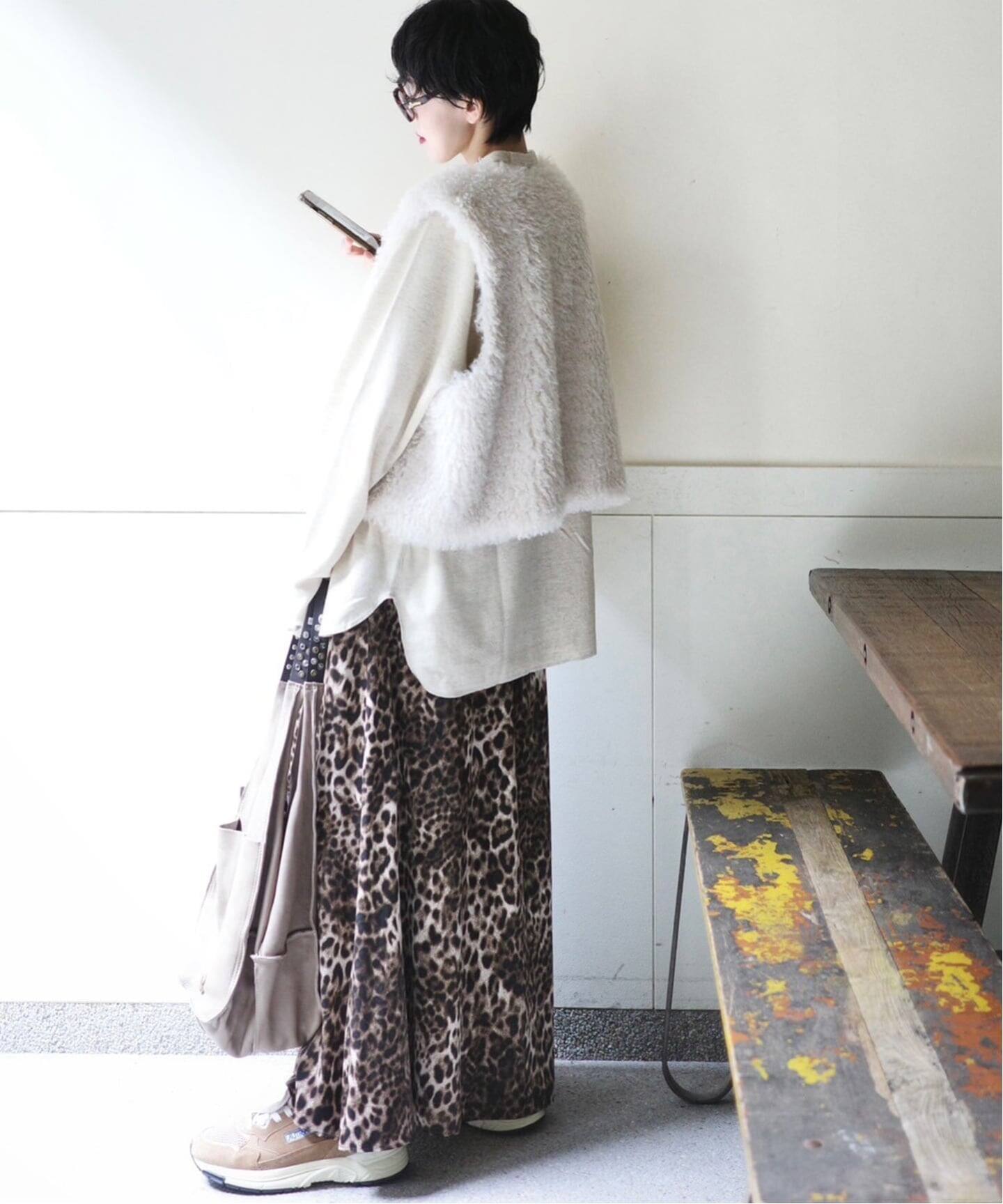 追加予約》マットサテンレオパ マキシスカート（ロング・マキシ丈