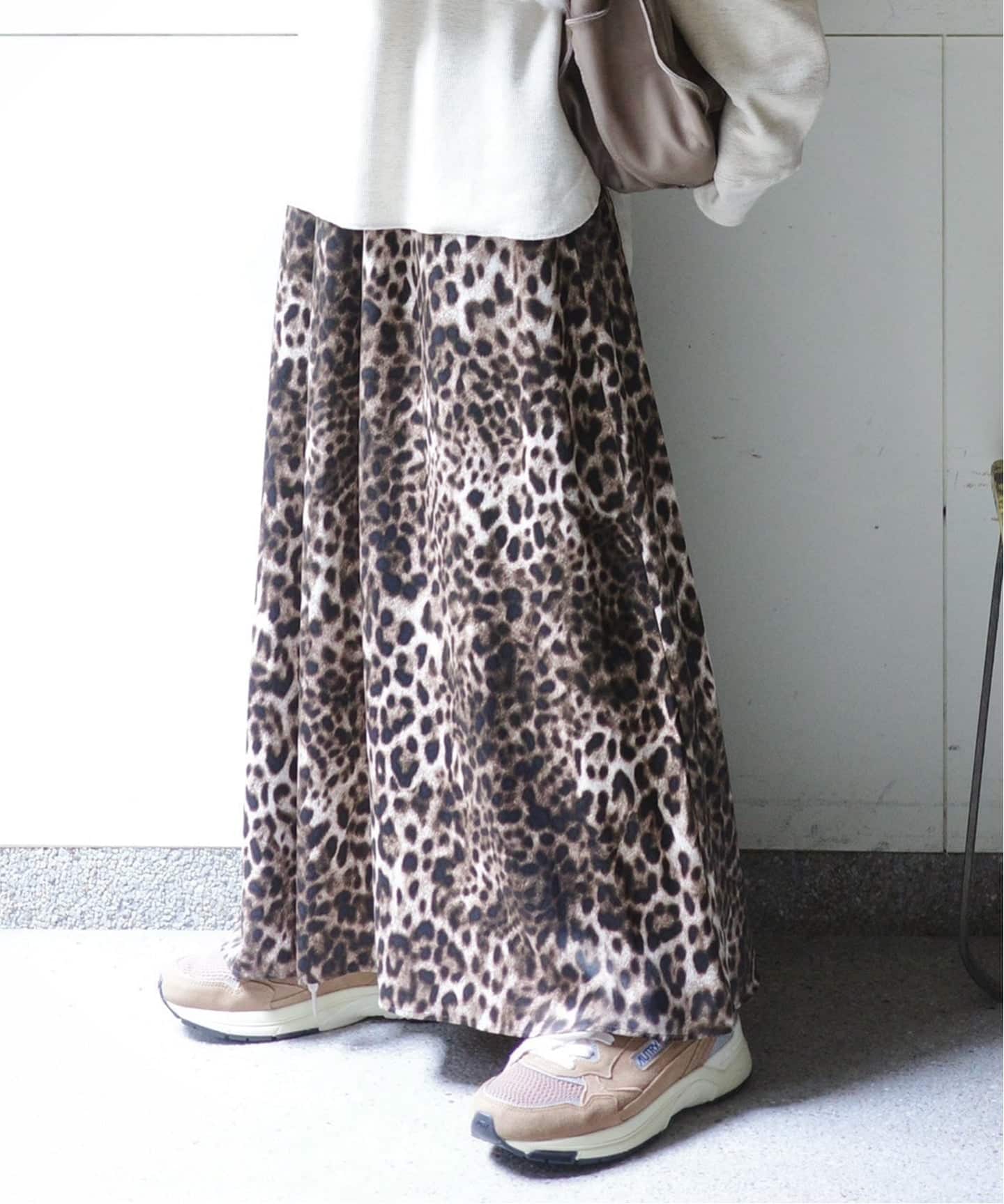 追加予約》マットサテンレオパ マキシスカート（ロング・マキシ丈