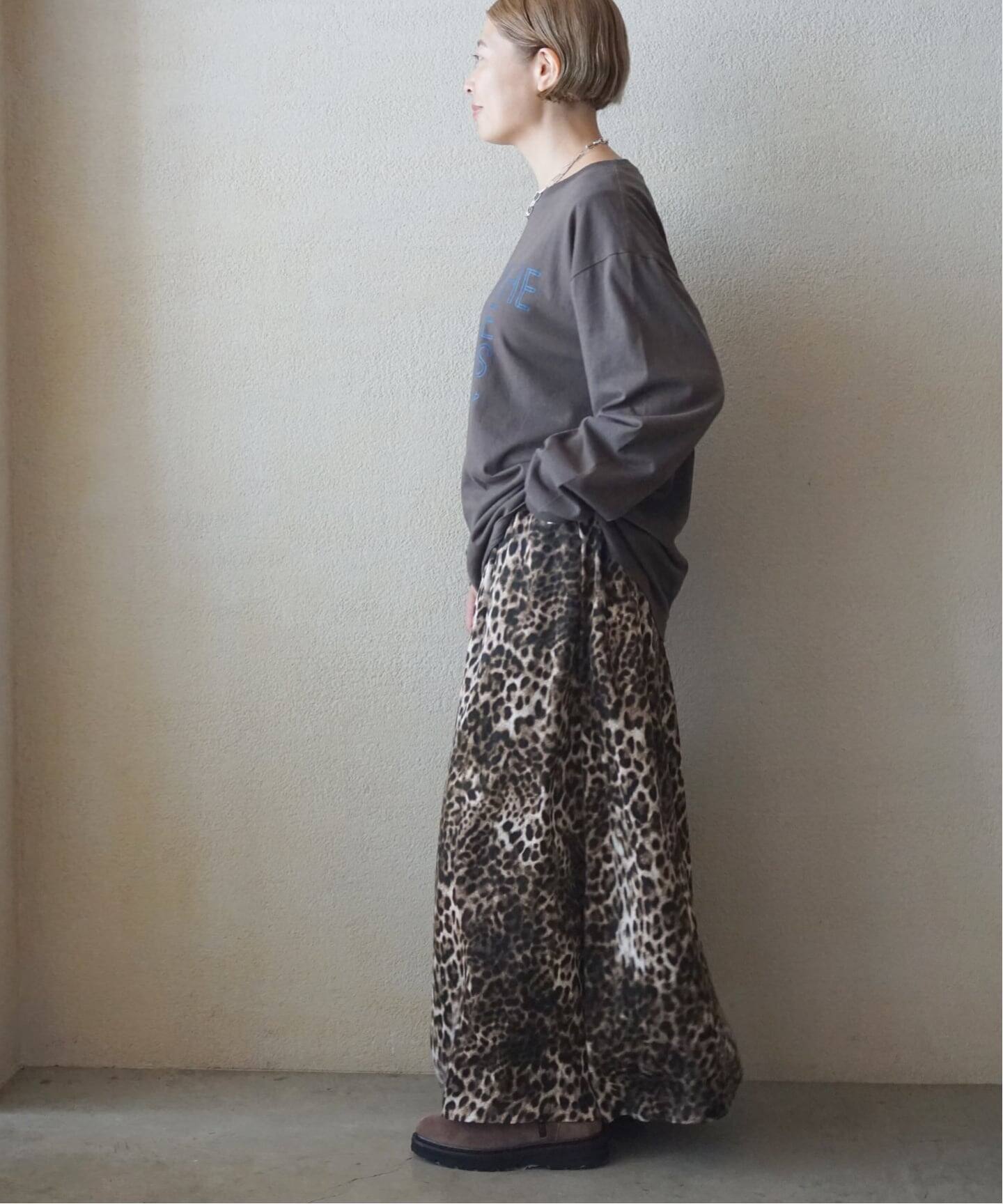 追加予約》マットサテンレオパ マキシスカート（ロング・マキシ丈