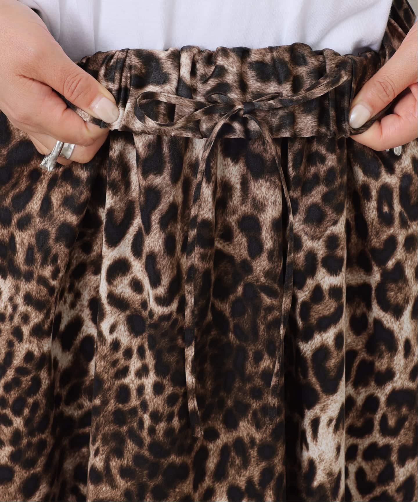 追加予約》マットサテンレオパ マキシスカート（ロング・マキシ