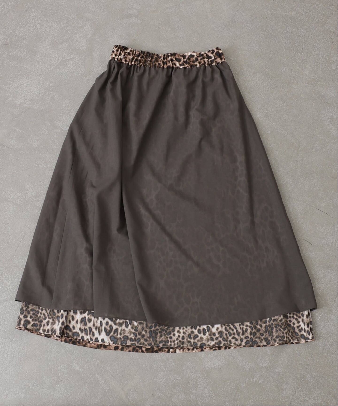 追加予約》マットサテンレオパ マキシスカート（ロング・マキシ丈