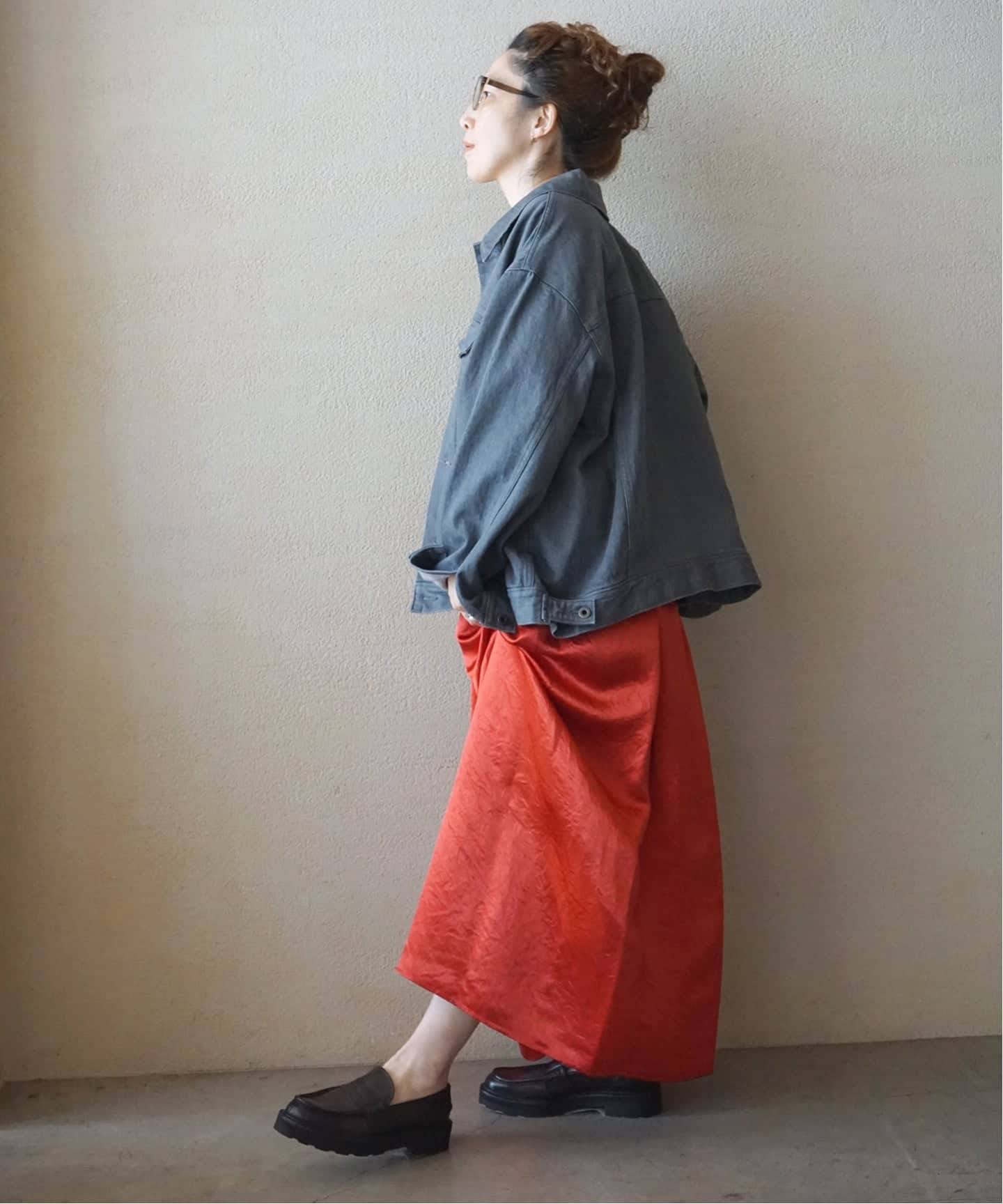 ヴィンテージサテン ギャザースカート（ロング・マキシ丈スカート