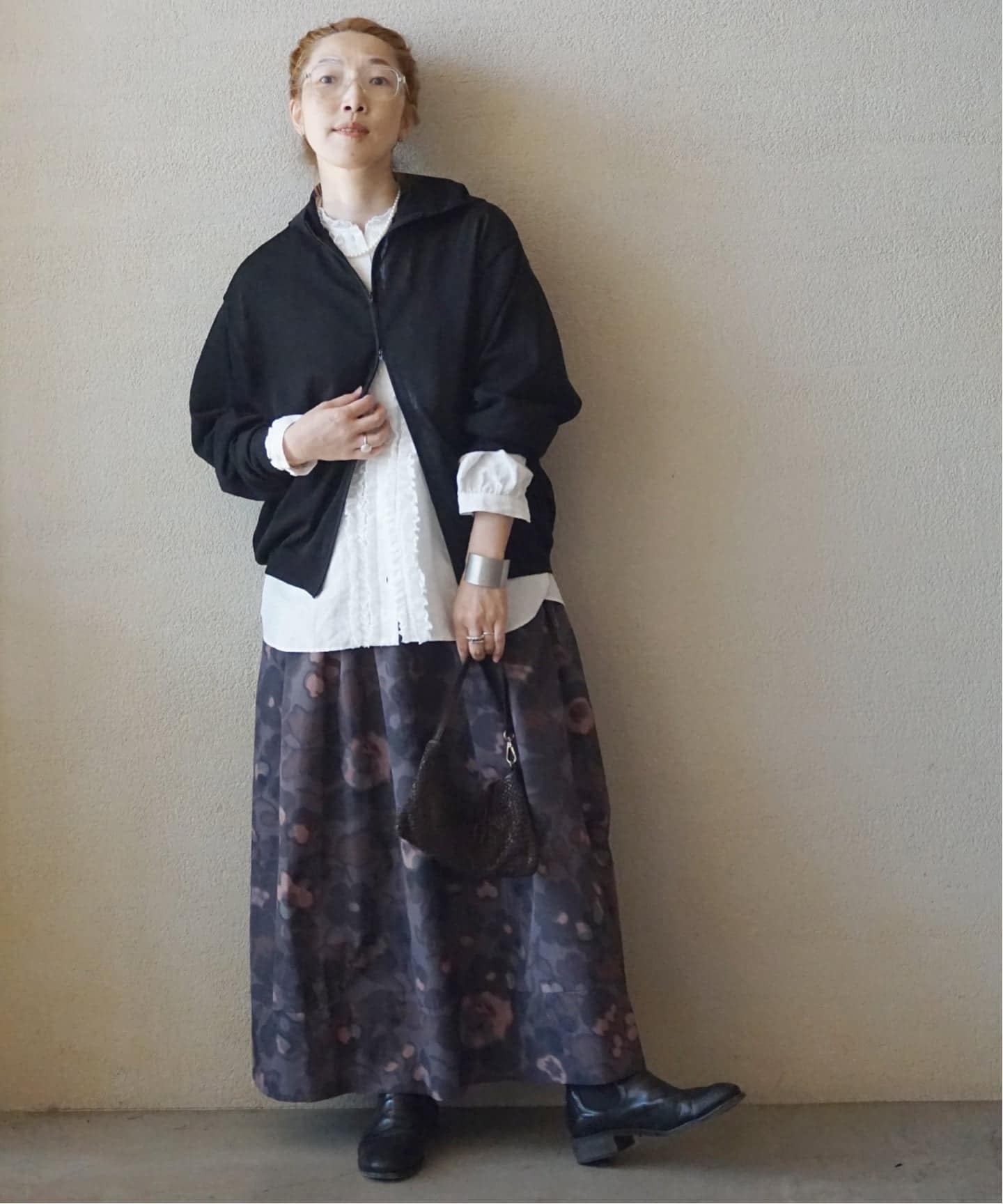 リバティNyリップフラワースカート（ロング・マキシ丈スカート