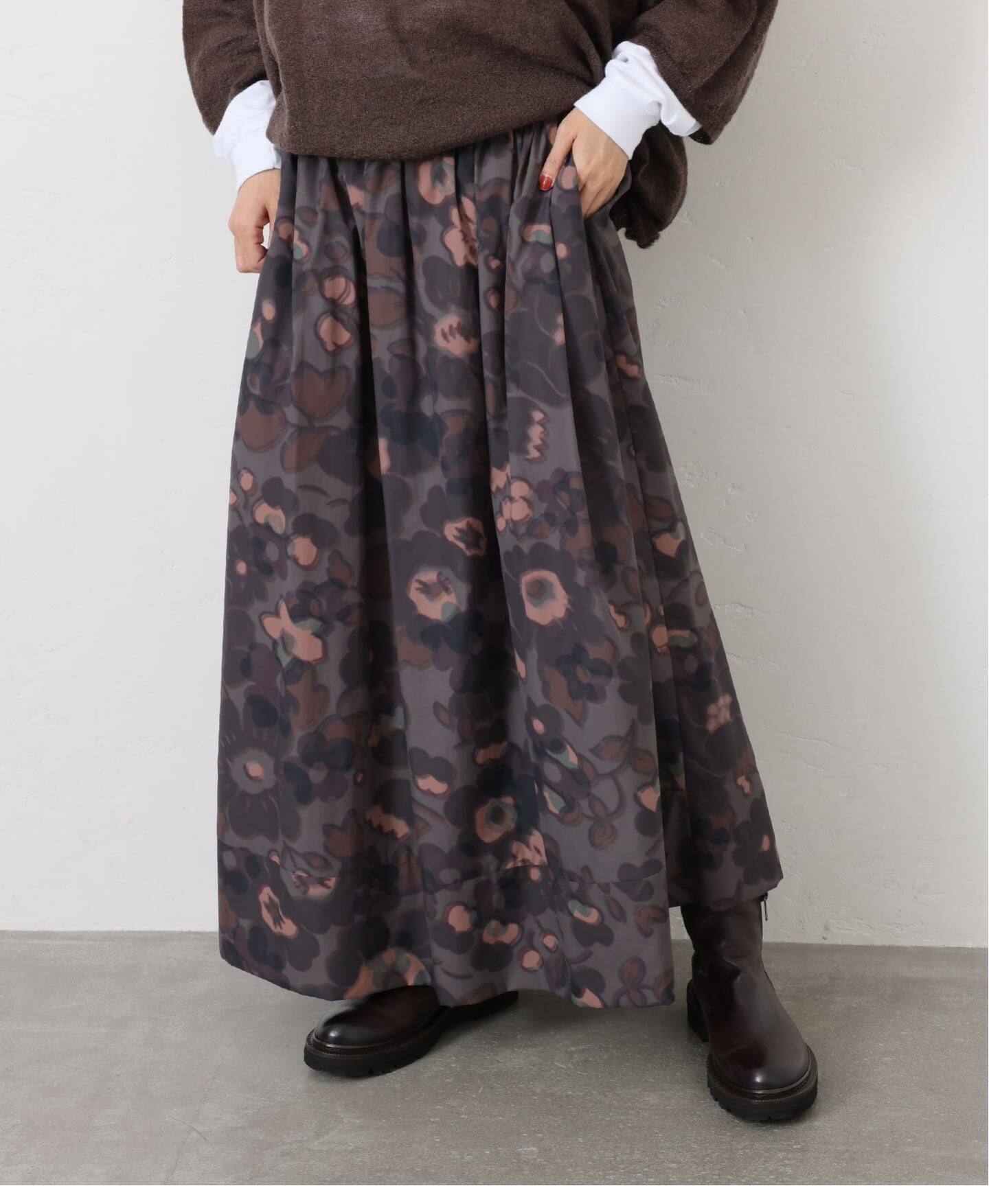 リバティNyリップフラワースカート（ロング・マキシ丈スカート