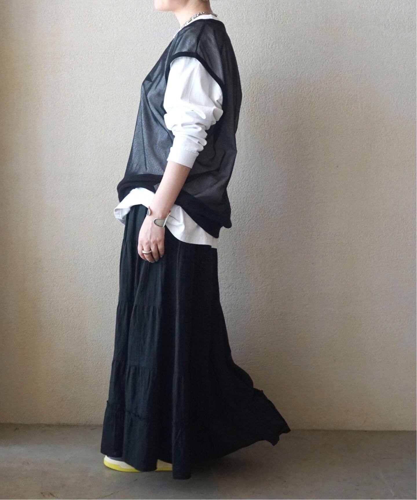 レイヤーガーゼ ギャザースカート（ロング・マキシ丈スカート  