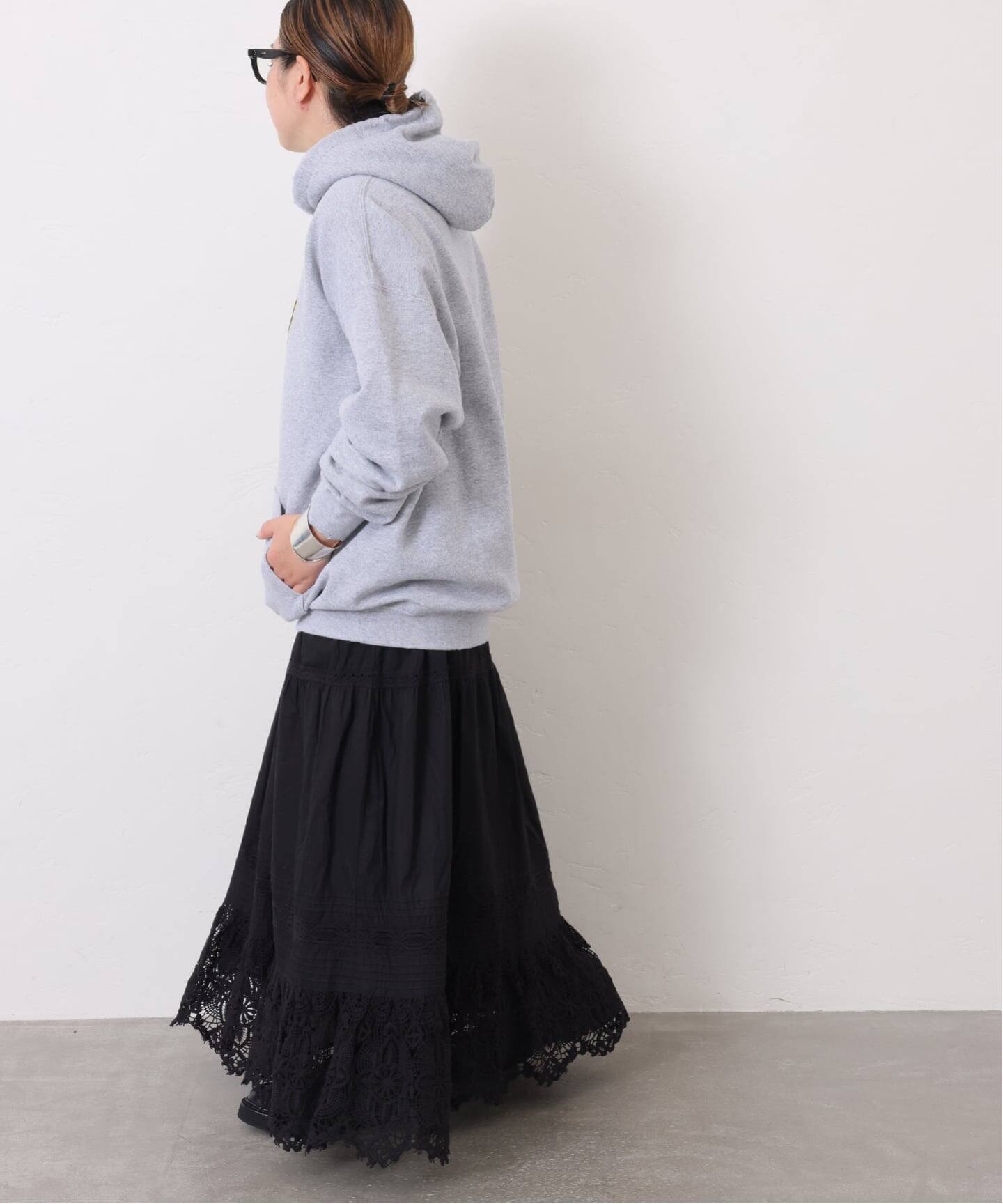 ポプリン レーススカート（ロング・マキシ丈スカート）｜journal