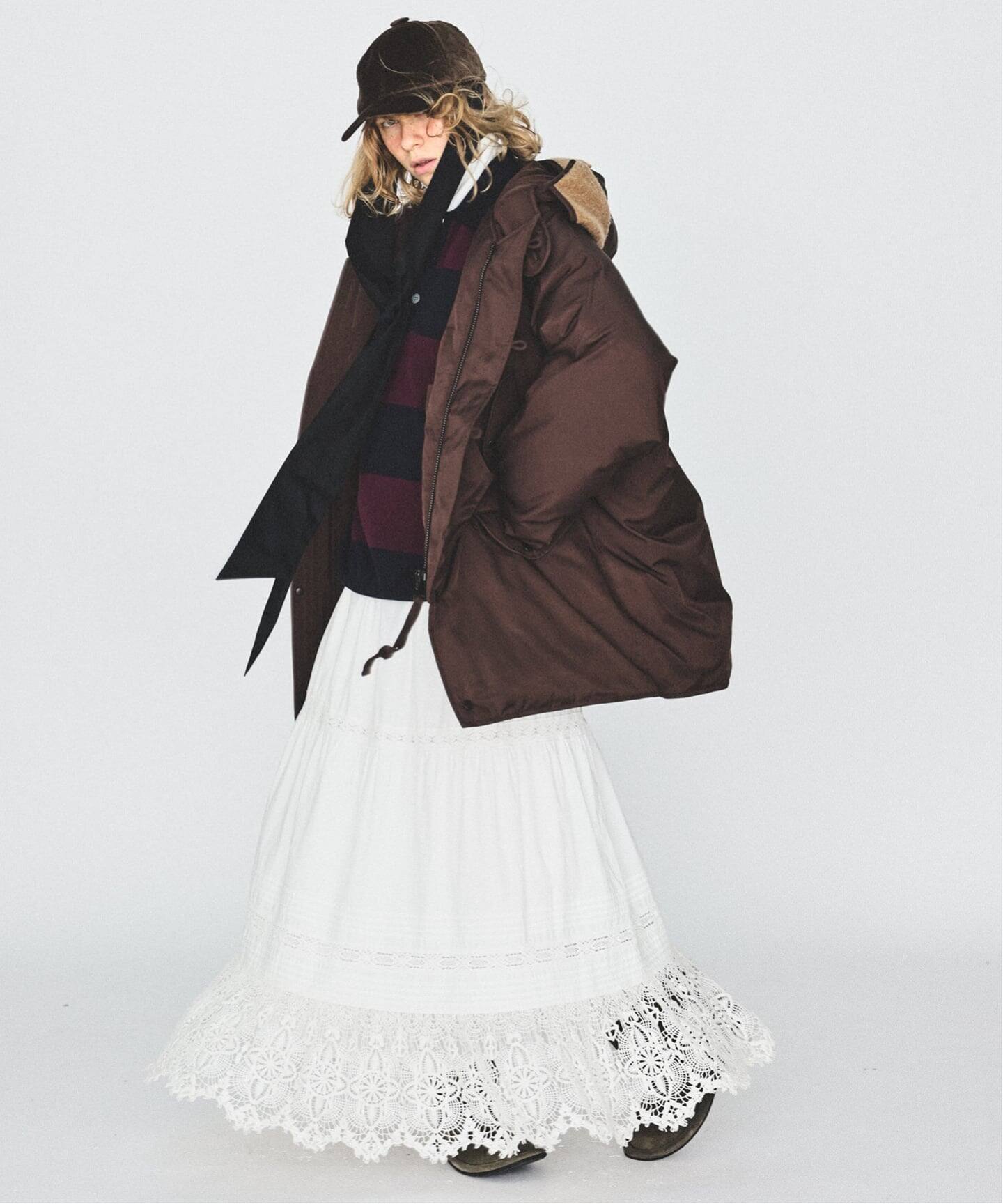 ポプリン レーススカート（ロング・マキシ丈スカート）｜journal