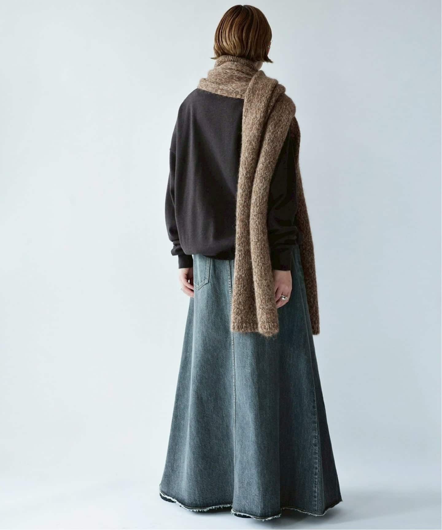 予約》13OZデニム スウィッチスカート（BLK）（ロング・マキシ丈