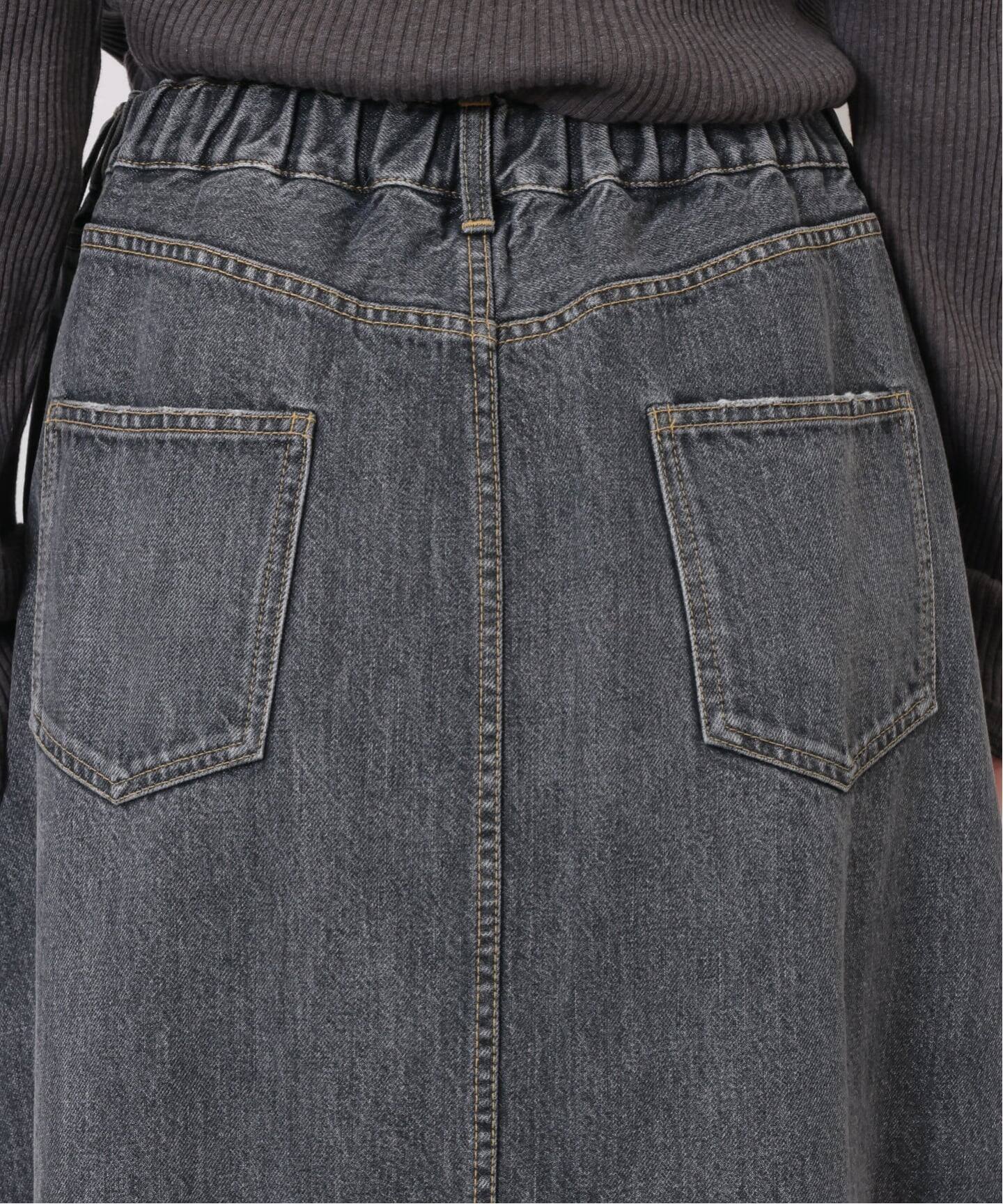 13OZデニム スウィッチスカート（BLK）（ロング・マキシ丈スカート