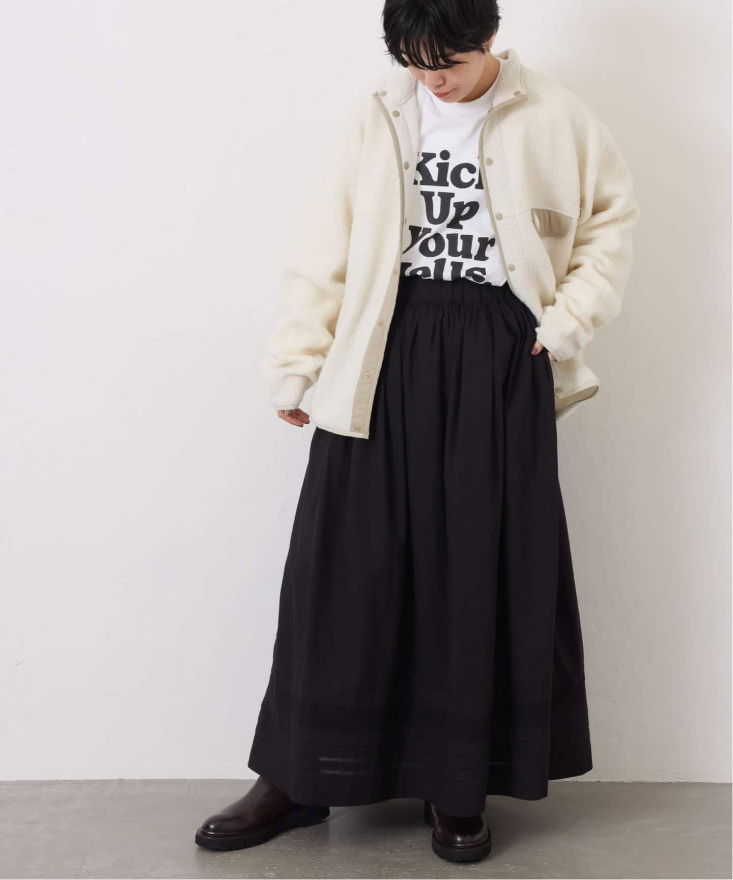 SOIL】CAMBRIC WITH LACE GATHERED SKIRT（ロング・マキシ丈スカート