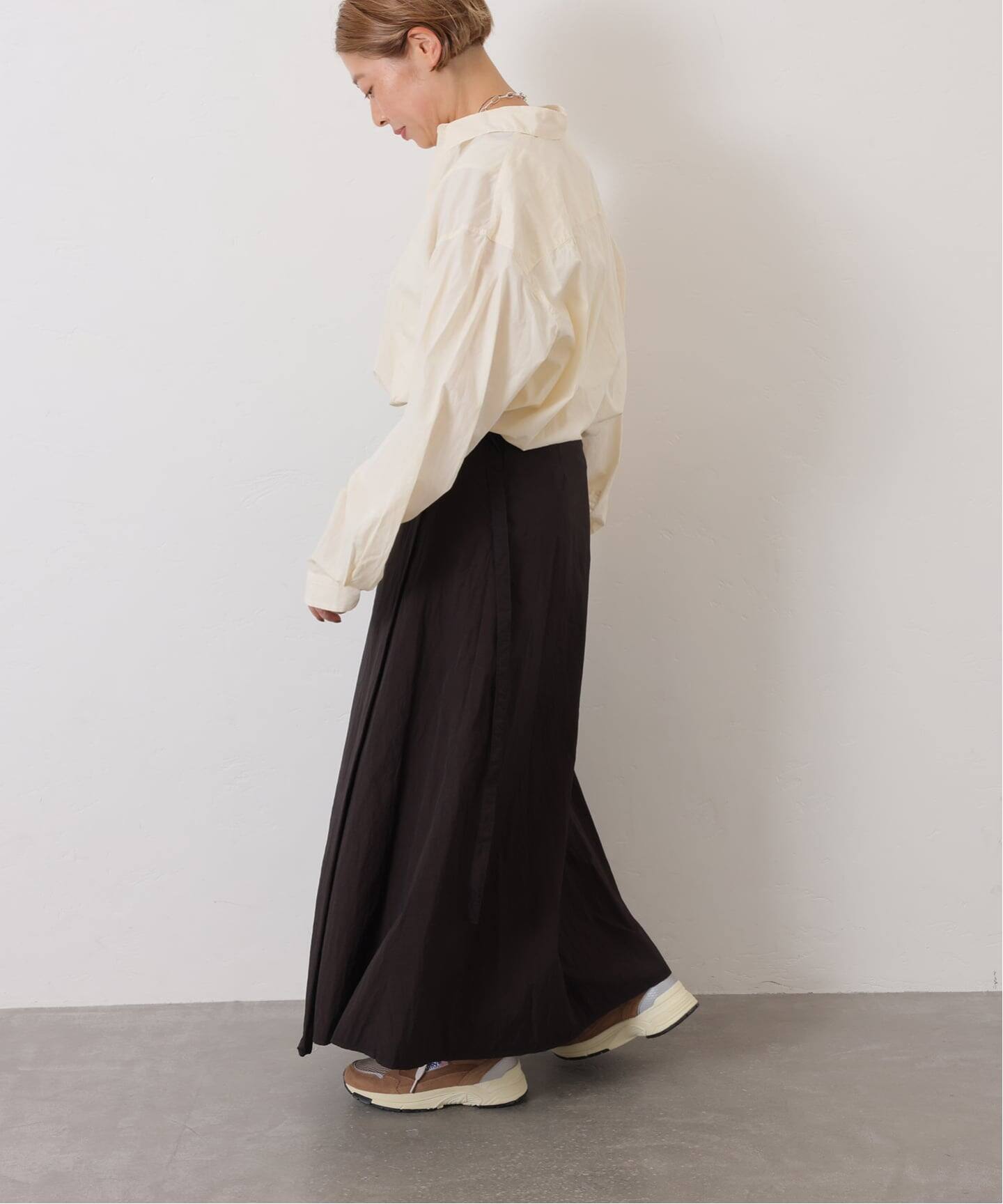 ATON】HAND DYED NYLON WRAPED SKIRT（ロング・マキシ丈スカート