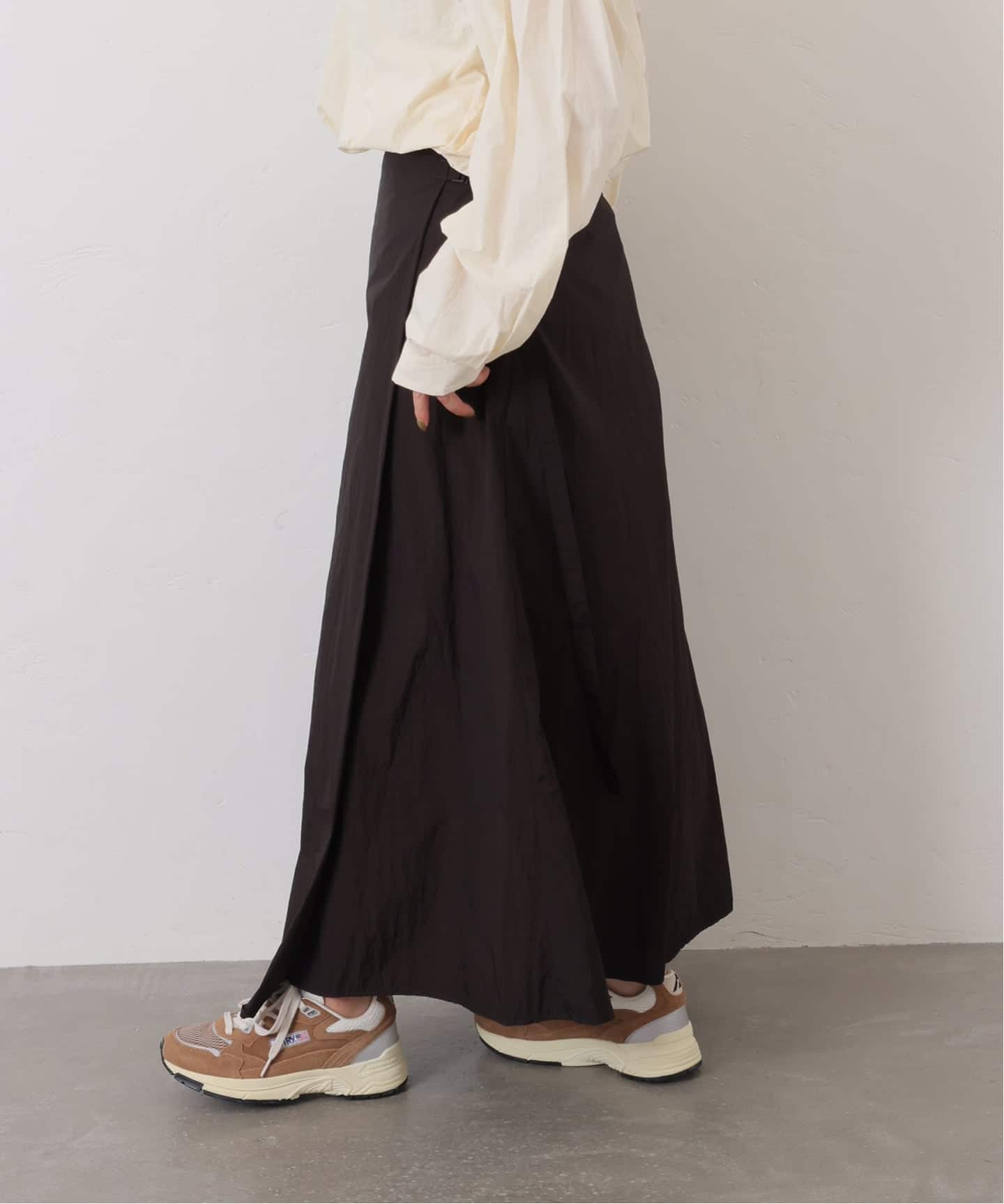 ATON】HAND DYED NYLON WRAPED SKIRT（ロング・マキシ丈スカート