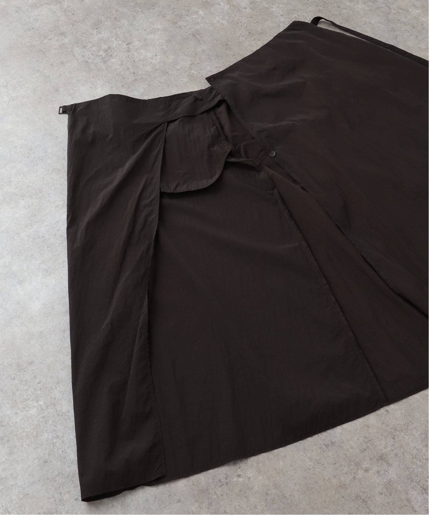 【再値下げ】新品 ATON エイトン WRAPPED SKIRT BLACK ATON（エイトン） スカート 「ATON/エイトン」ハンドダイナイロン