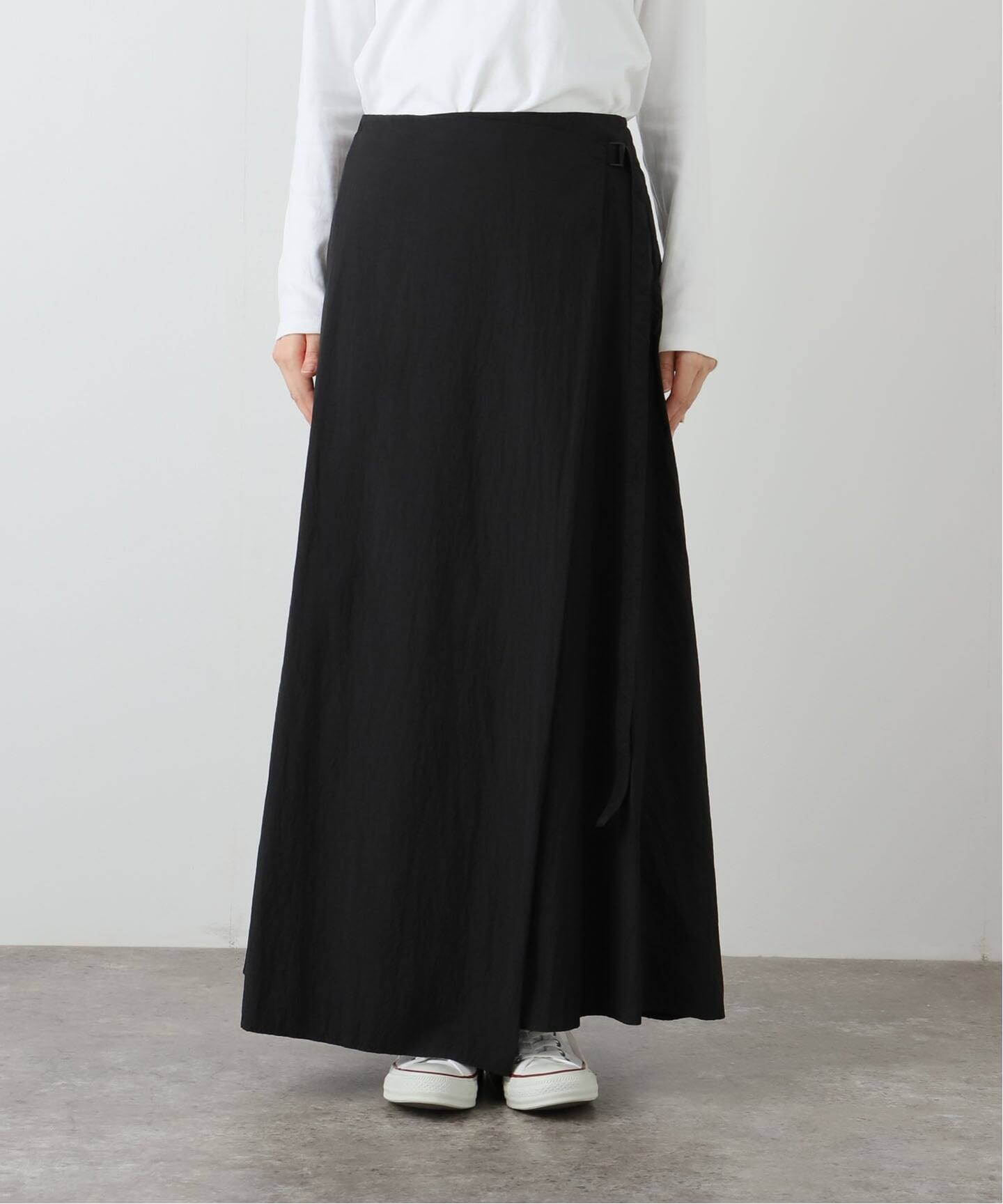 ATON】HAND DYED NYLON WRAPED SKIRT（ロング・マキシ丈スカート