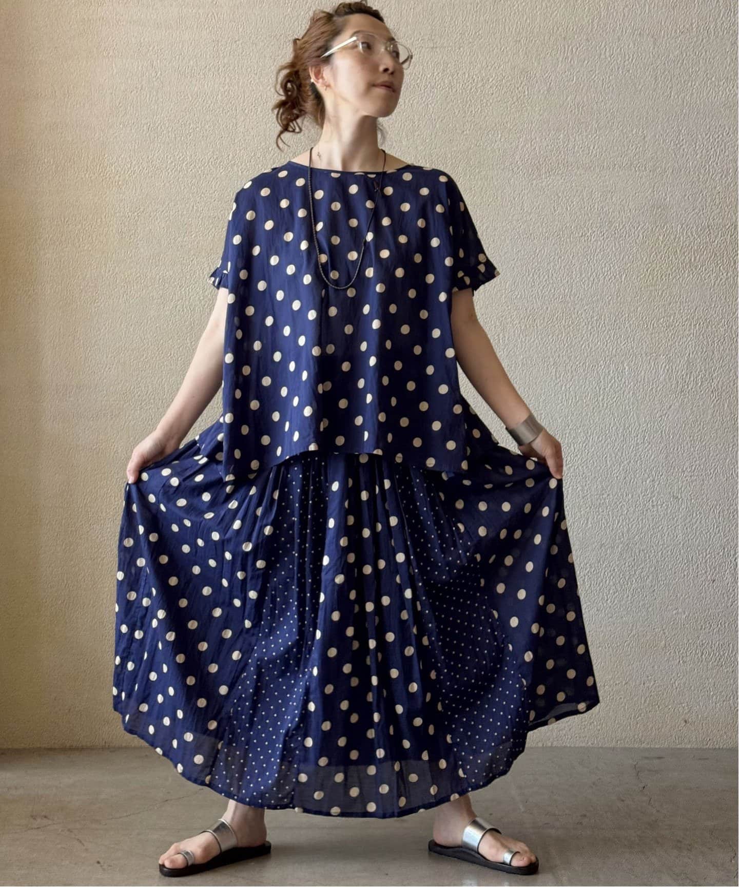ジャーナルスタンダードラックス・SOIL SOIL】 DOT PRINT PATCHWORK GATHERED SKIRT（その他スカート