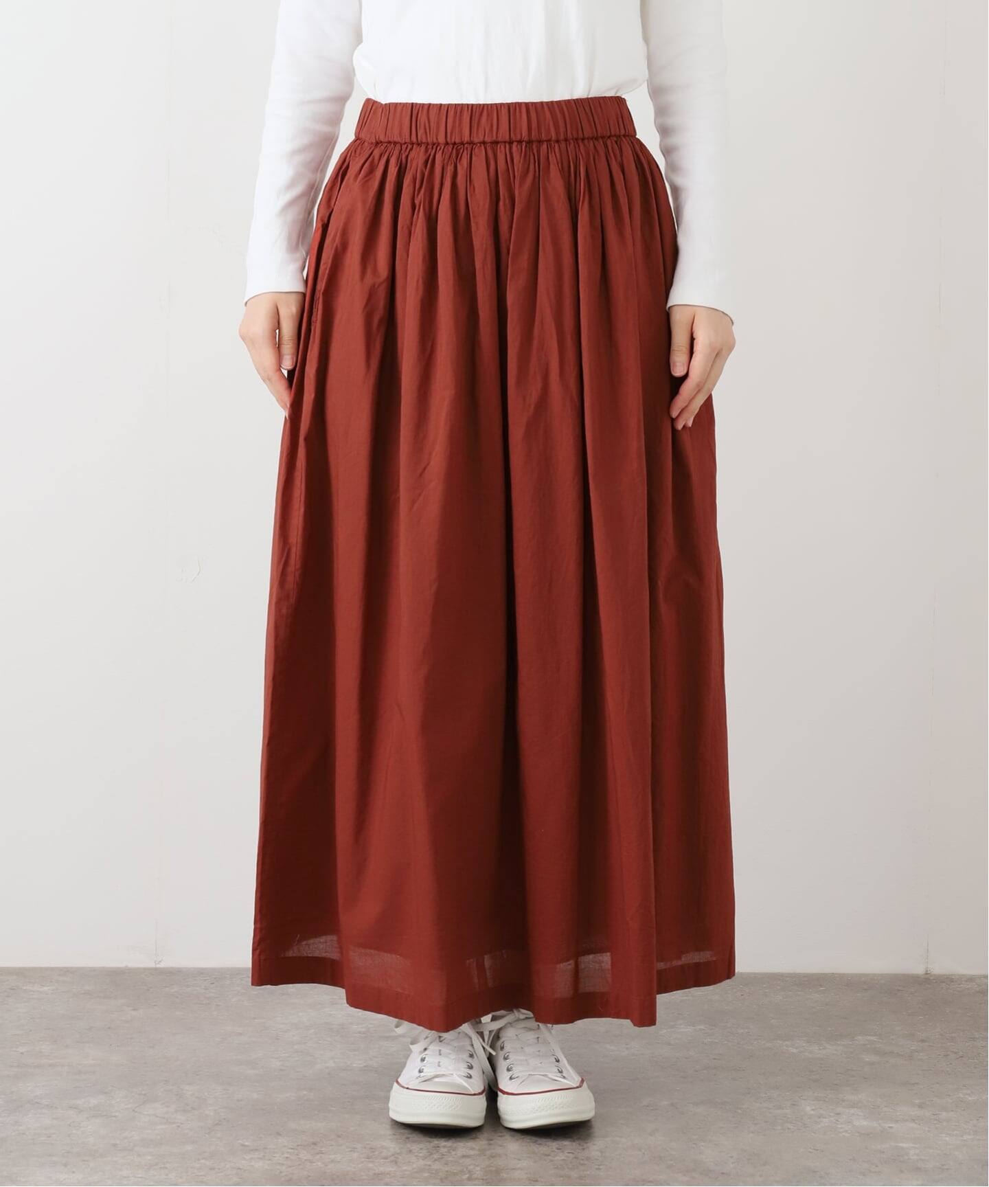 SOIL】 COTTON CAMBRIC GATHERED SKIRT（ロング・マキシ丈