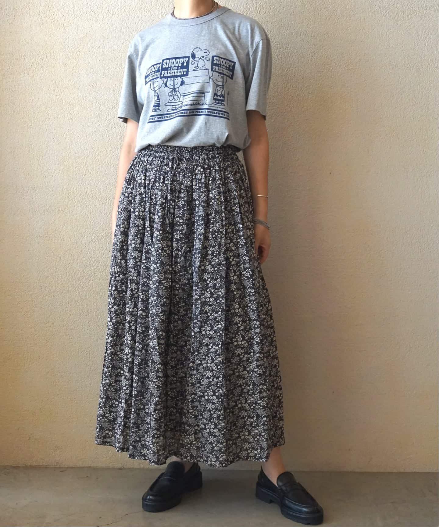 SOIL】 SMALL FLOWER PRINT GATHERED SKIRT（ロング・マキシ丈