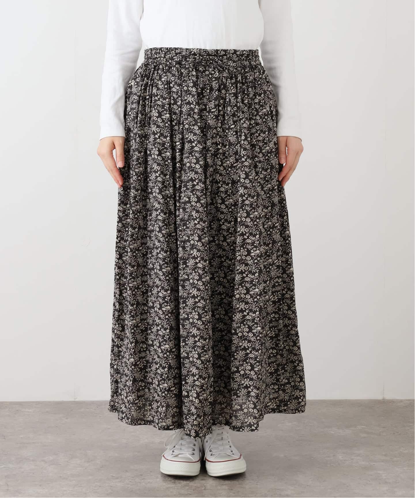 SOIL】 SMALL FLOWER PRINT GATHERED SKIRT（ロング・マキシ丈
