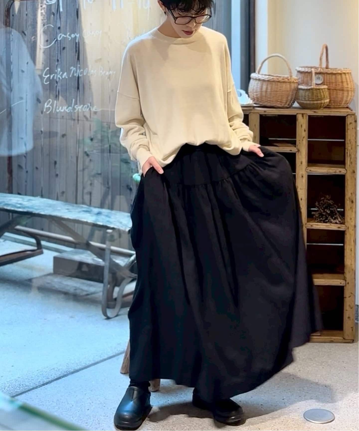スカート 25SS CASEY CASEY / UPUP SKIRT rennes — Casey Casey | Up Up Skirt in Black Wool