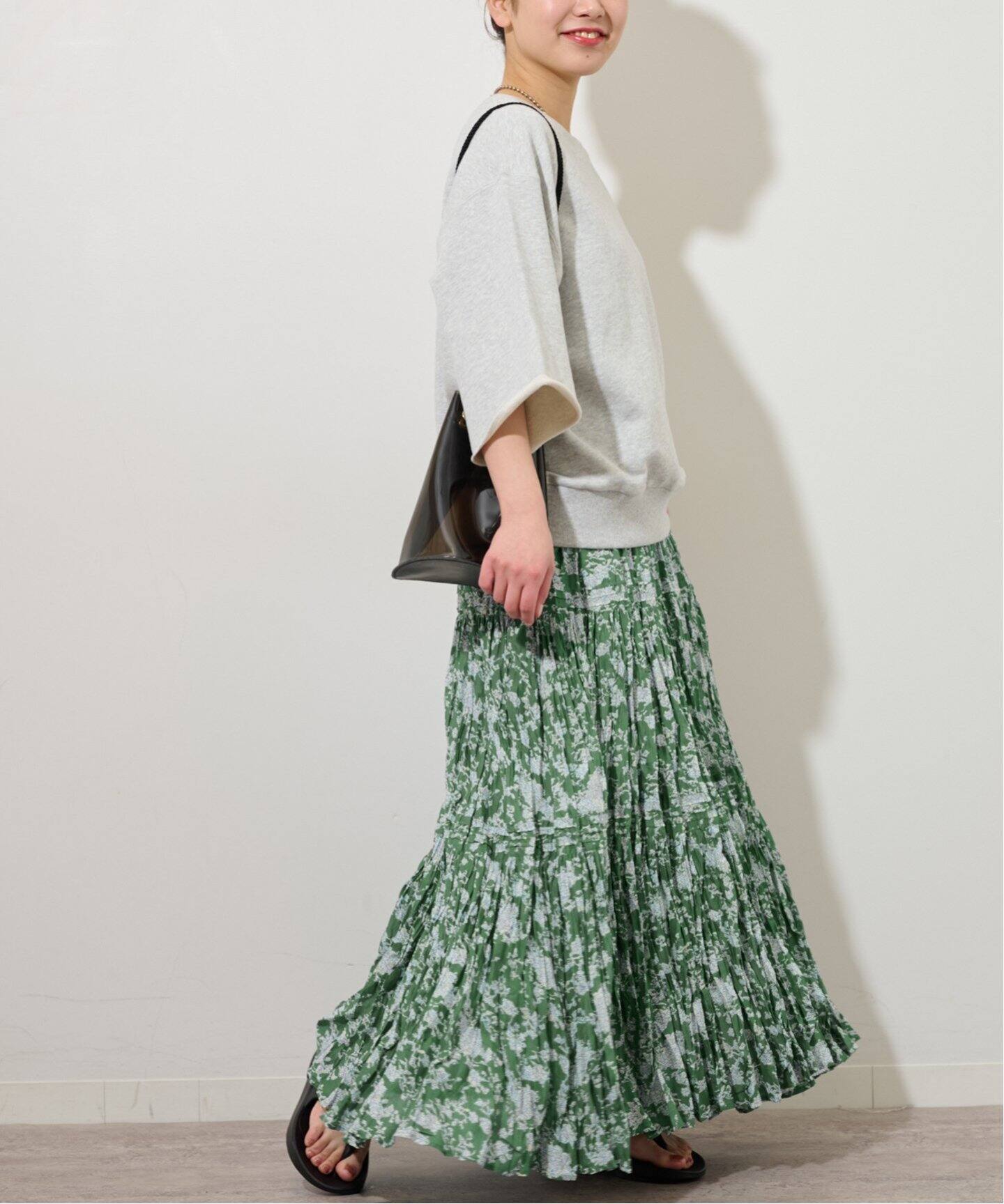 JOURNAL STANDARD relume  軽量&柔らかい　美品 コットンボイルクリンクルティアードフラワー（ロング・マキシ丈
