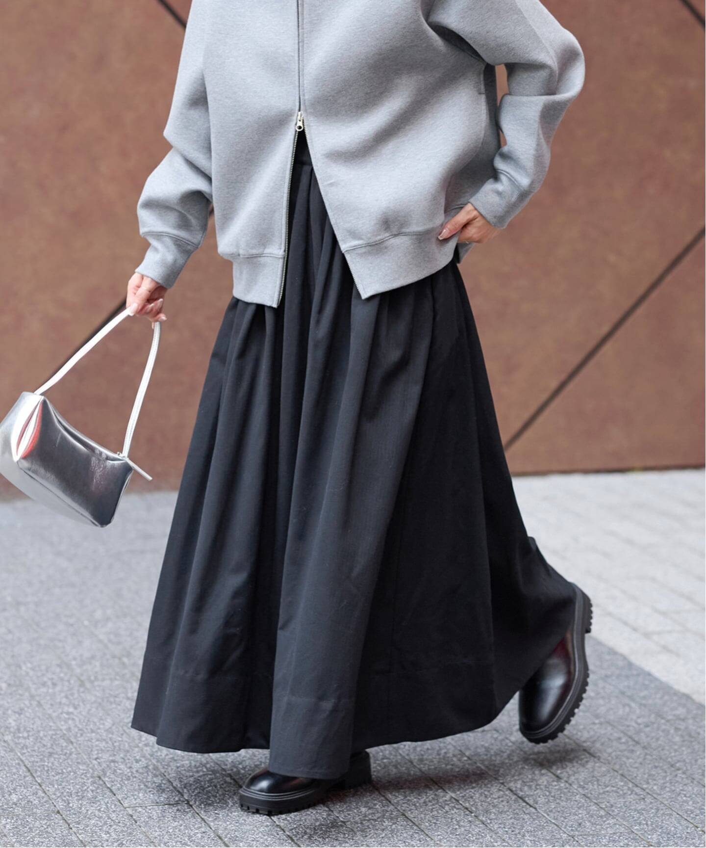 ウォッシャブルブラッシュイージーフレアスカート（ロング・マキシ丈