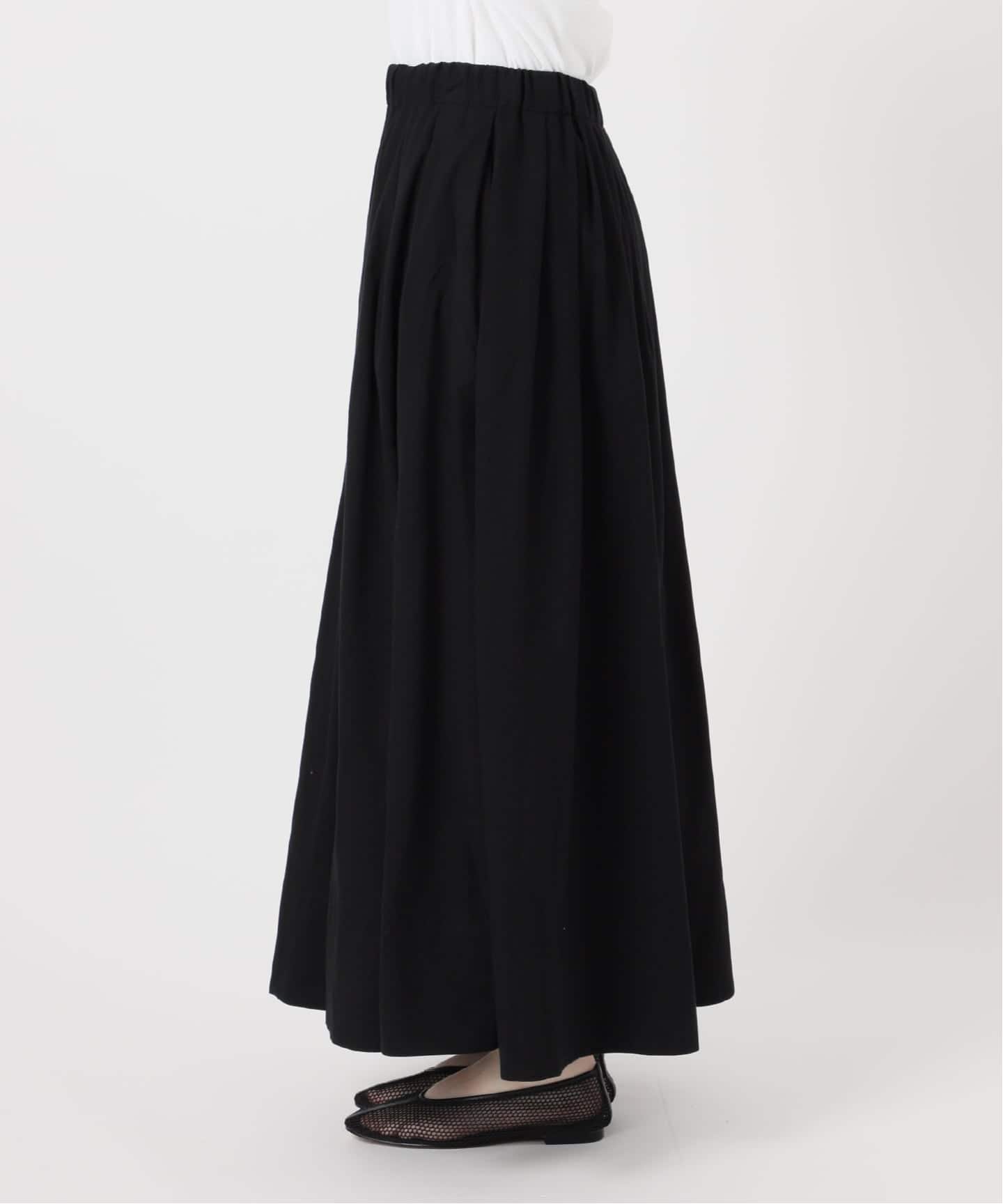 25AW【relume】ウォッシャブルブラッシュイージーフレアスカート　ブラック ウォッシャブルブラッシュイージーフレアスカート（ロング・マキシ丈