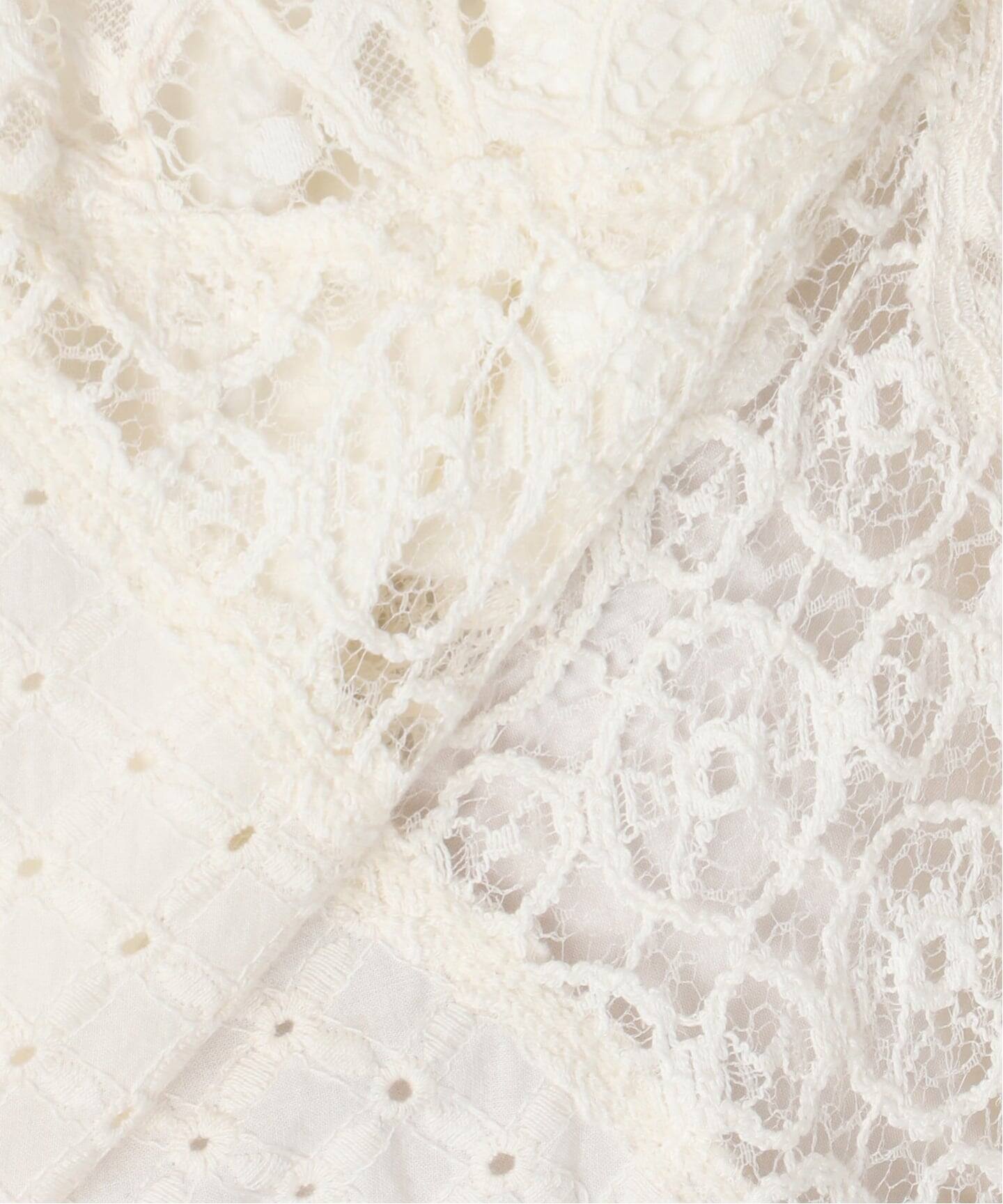 ミックスレースフレアイージースカート（ロング・マキシ丈スカート