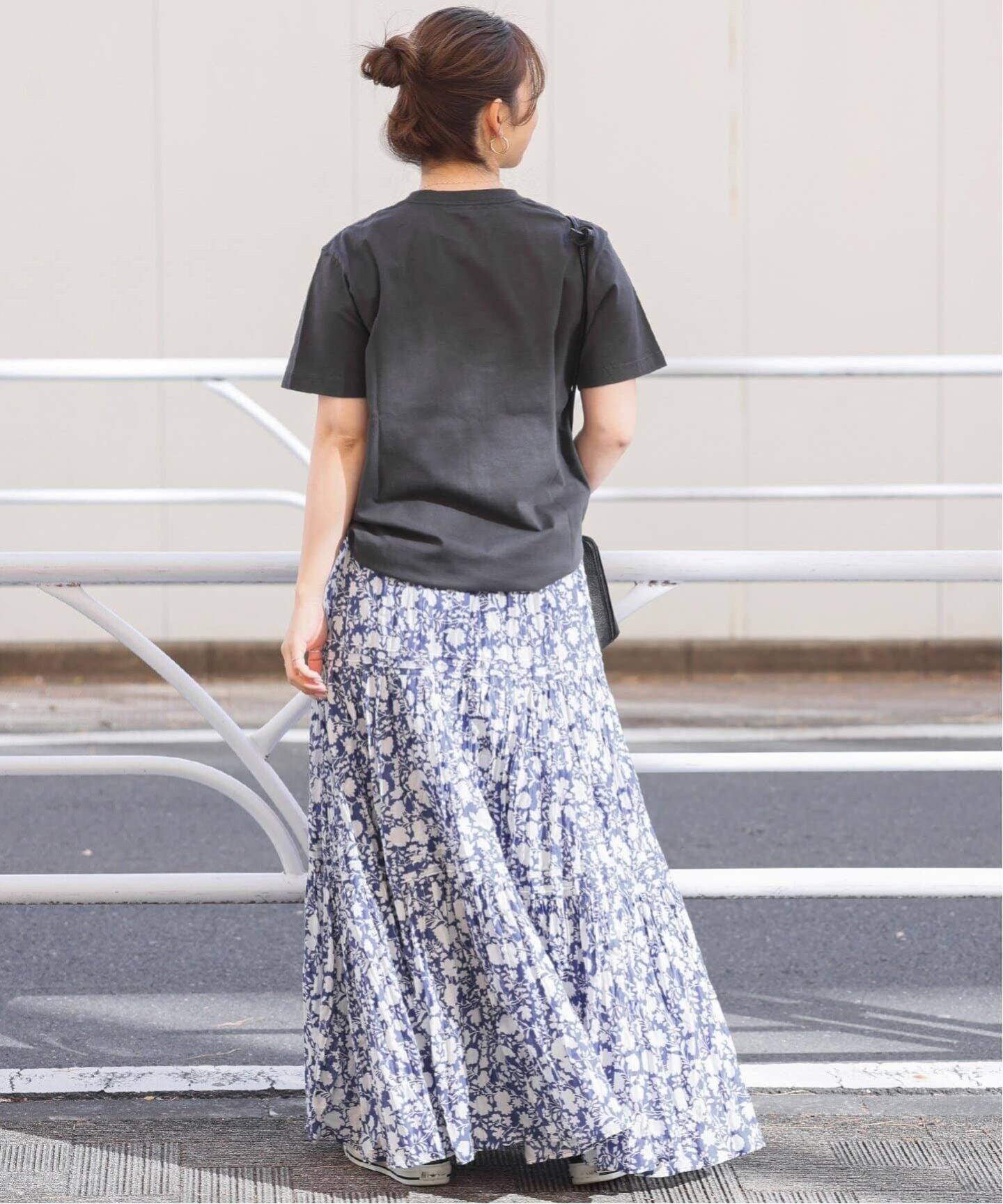 WEB限定追加》コットンボイルクリンクルティアードスカート（柄