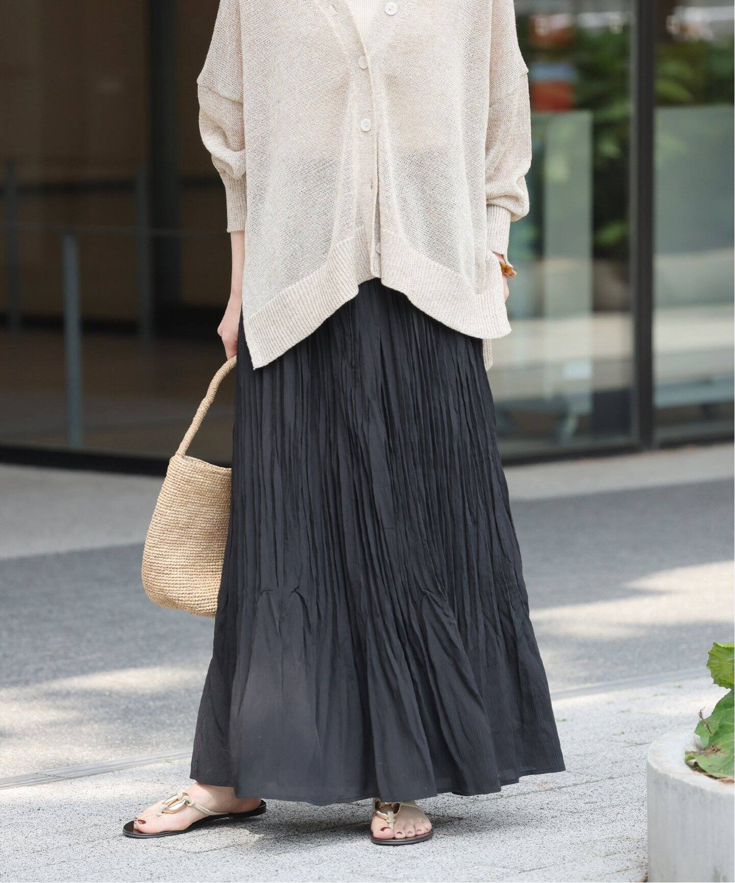 予約》クレーププリーツスカート（ロング・マキシ丈スカート  