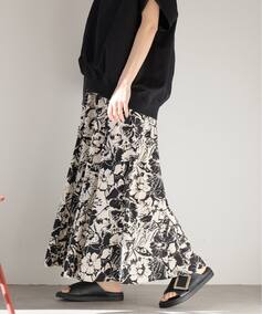 《追加》コントラストフラワープリントスカート
