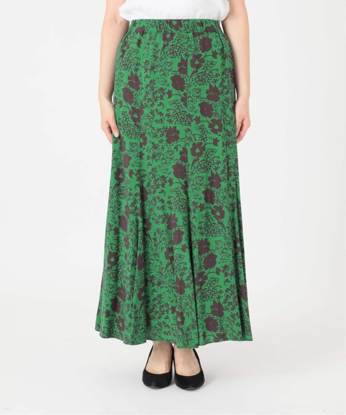 WEB限定追加》レトロフラワープリントマーメイドスカート（ロング