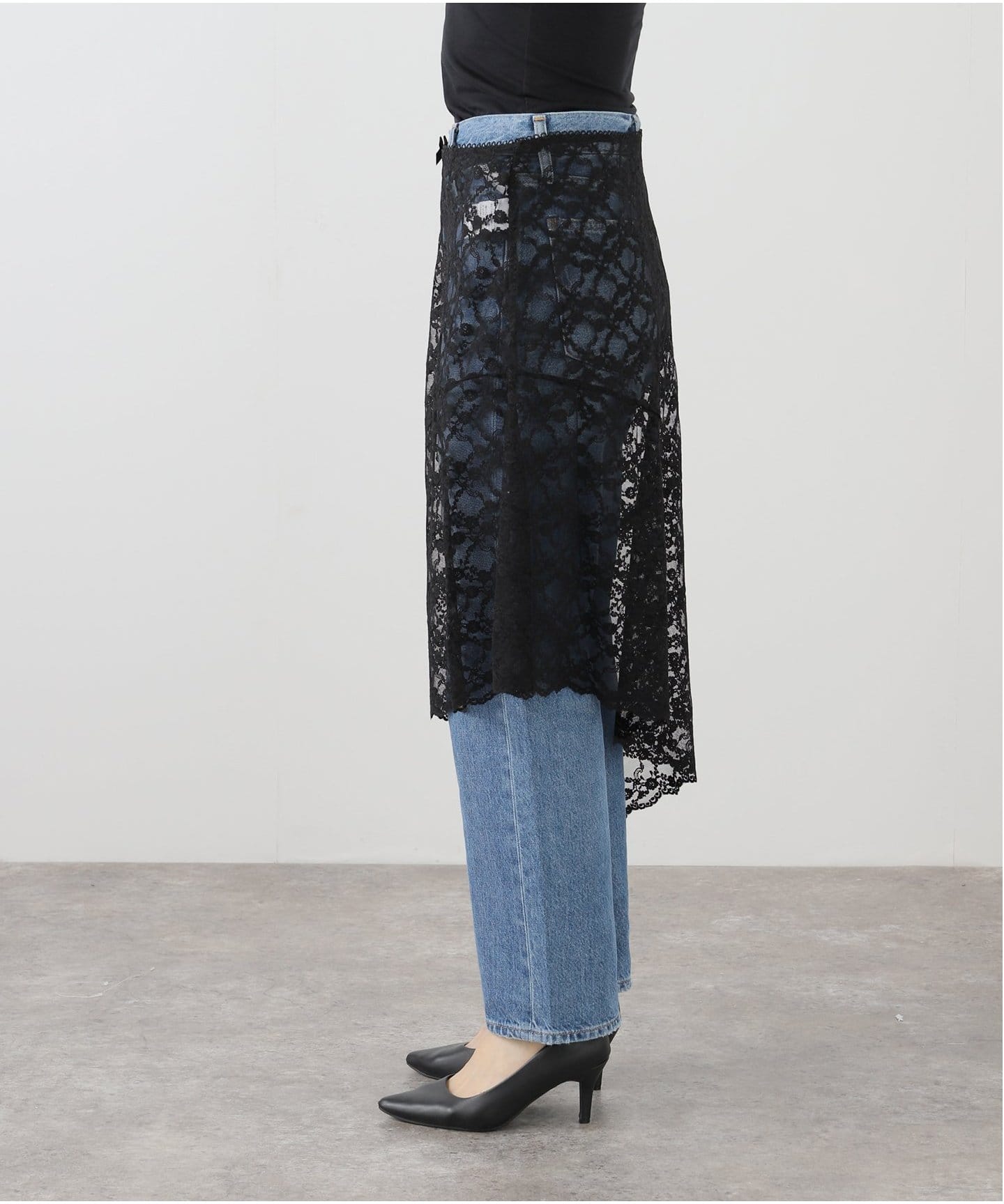 PROVOKE/プロヴォーク】 Stretch lace asymmetry スカート