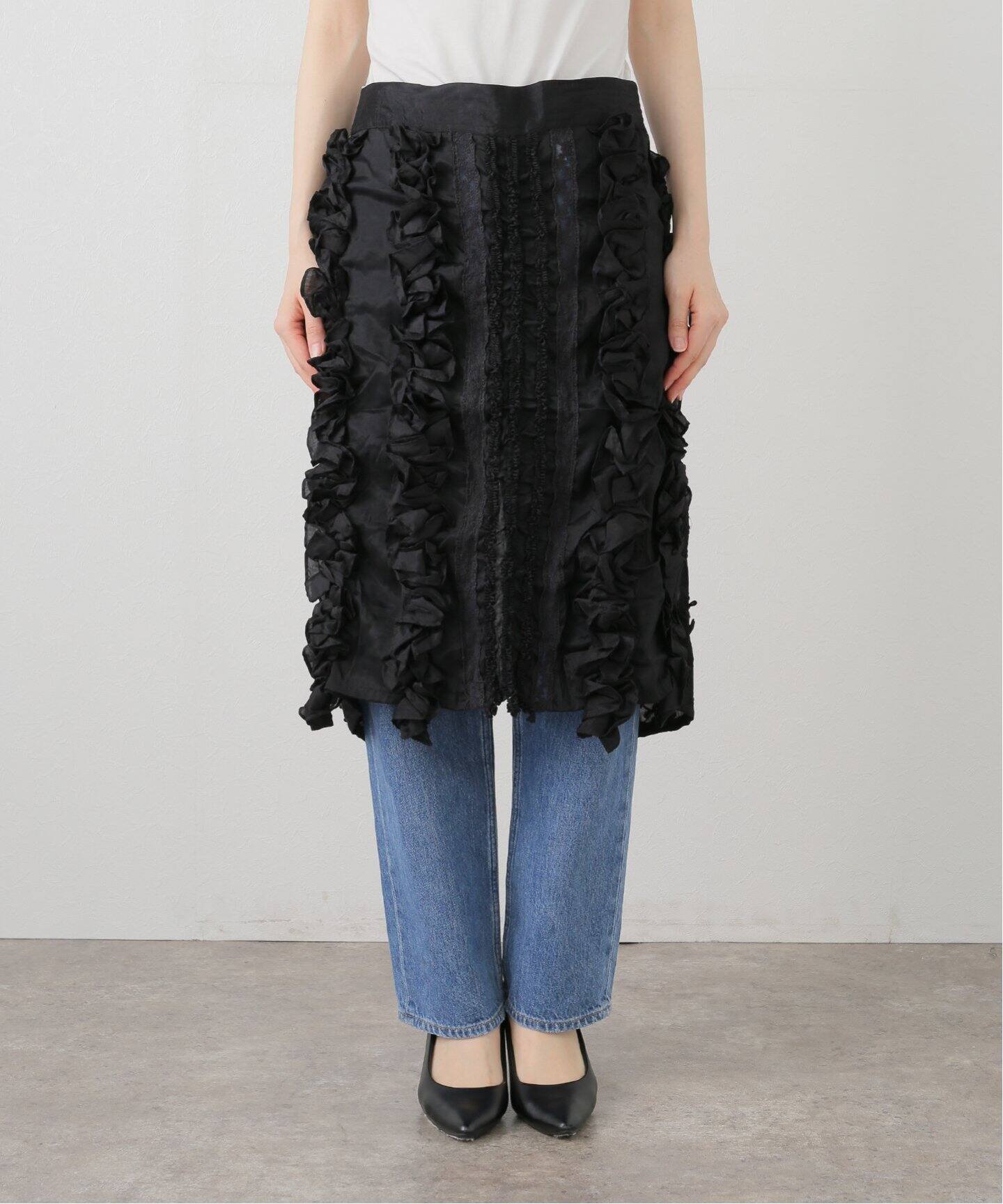 crinkle crinkle crinkle】 frill rayon shantung apron SK：スカート