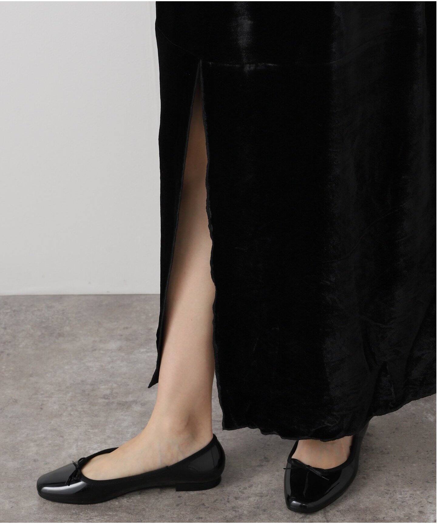 BASERANGE ベースレンジ 25SS OLIN SKIRT シルクベルベットロングスカート SKOLI-VE-SP25 XS BLACK ベロア イージー 定価43,560円 ボトムス【新古品】【中古】【BASERANGE】 BASERANGE/ベースレンジ】OLIN SKIRT / SKOLI-VE-SP25（ロング・マキシ
