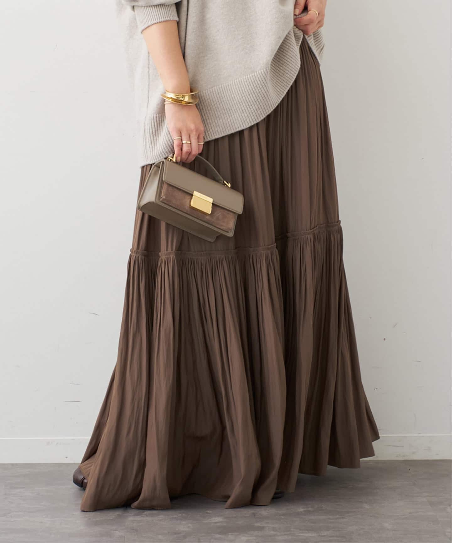 エブリデイアイライク ドゥーズィエムクラス 25SS マキシスカート ベージュ 21AW ファッション エブリデイアイライク ドゥーズィエムクラス