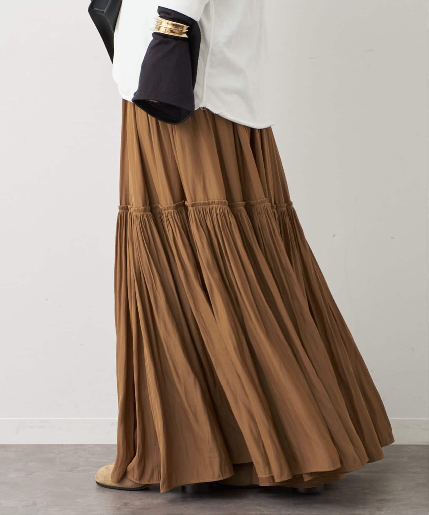 Deuxieme Classe*Gather Maxi スカートブラウンD Gather Maxi スカート（ロング・マキシ丈スカート）｜Deuxieme Classe