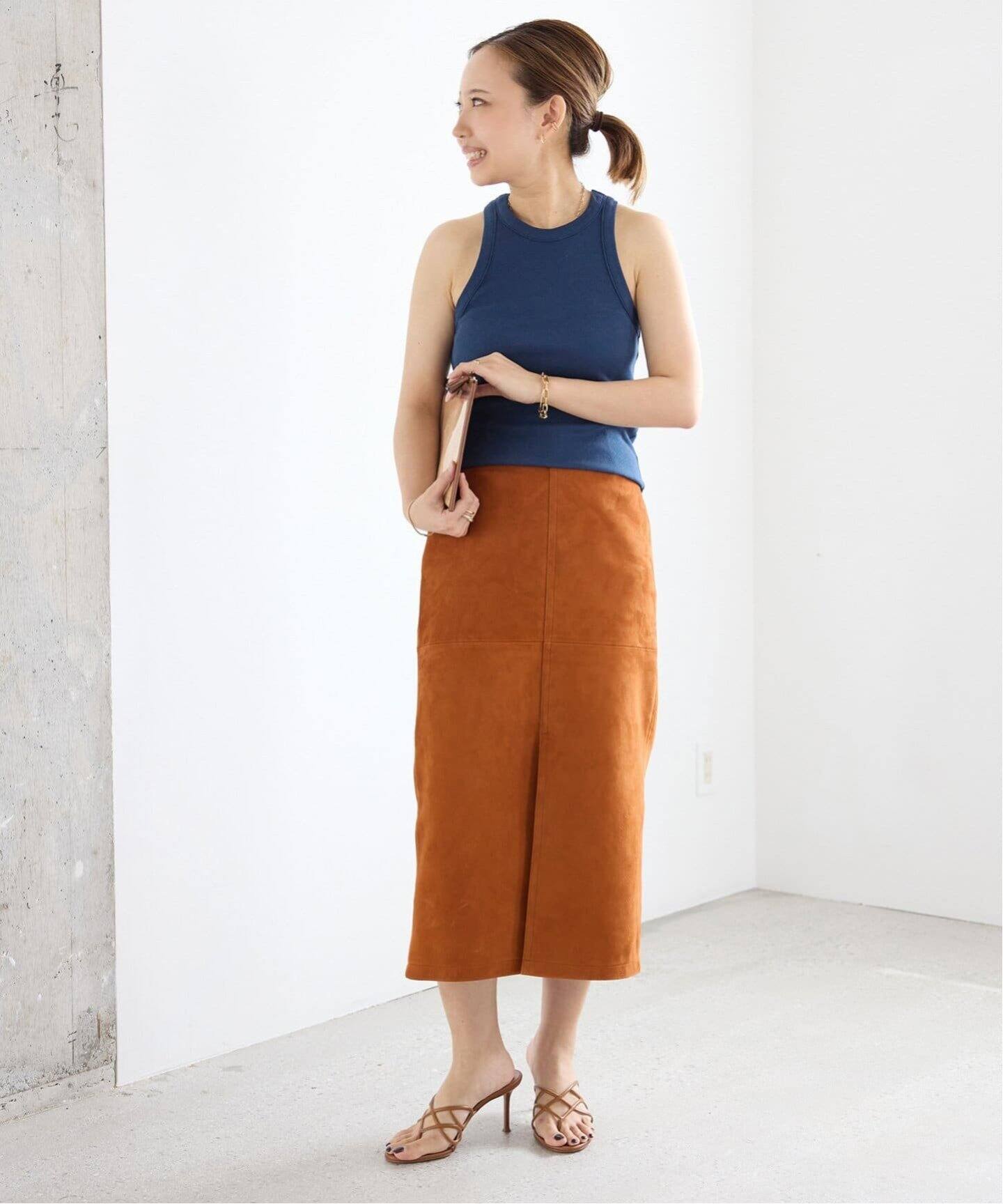 スエード タイトスカート（ロング・マキシ丈スカート）｜Deuxieme  